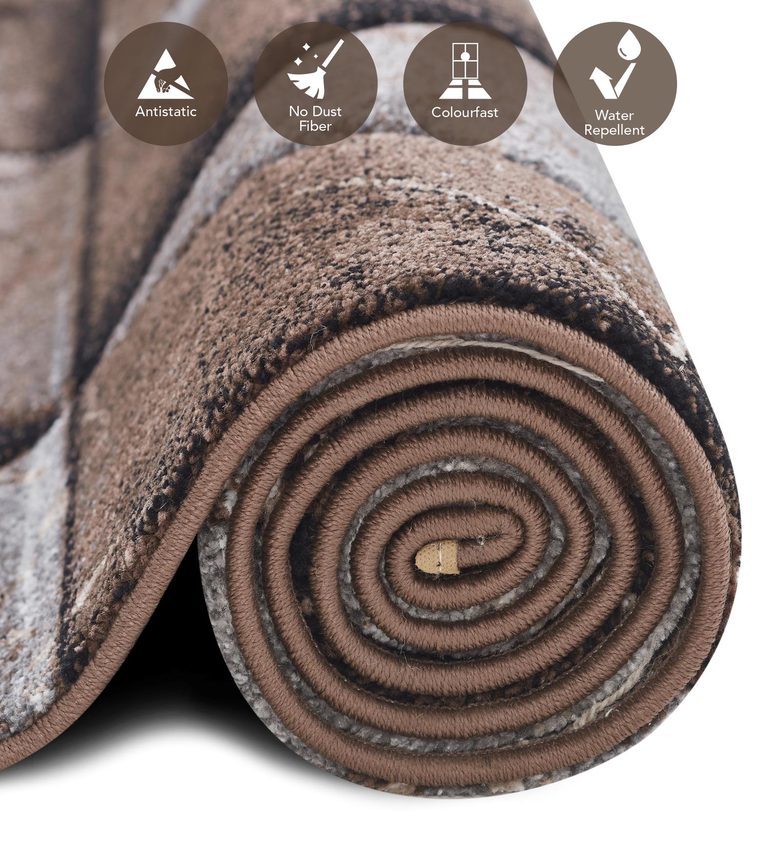 Diamond Polypropylene Geometric Carpet Grey and Brown