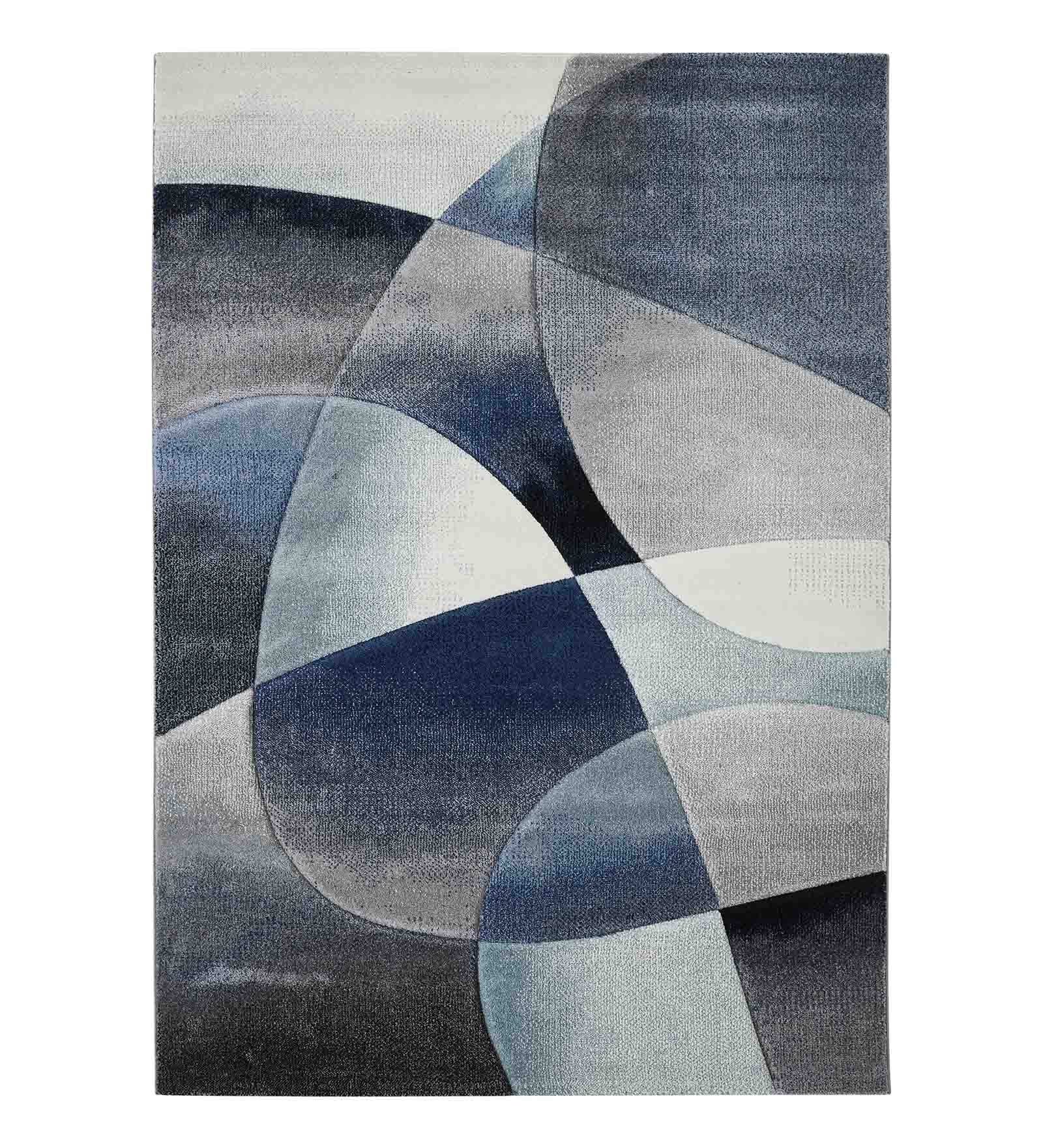 Diamond Polypropylene Abstract Carpet Blue and D.Grey