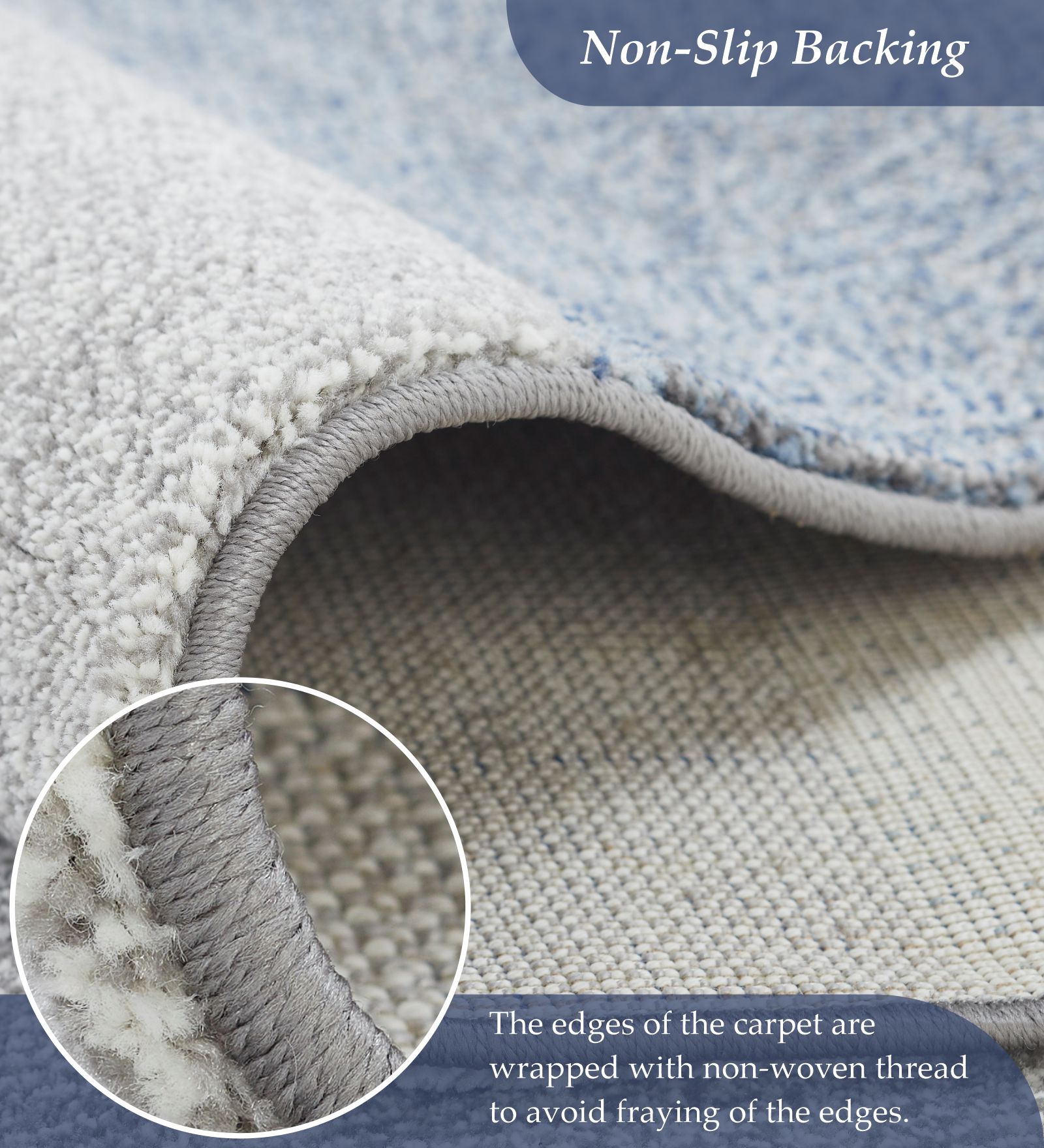 Diamond Polypropylene Abstract Carpet Blue and D.Grey