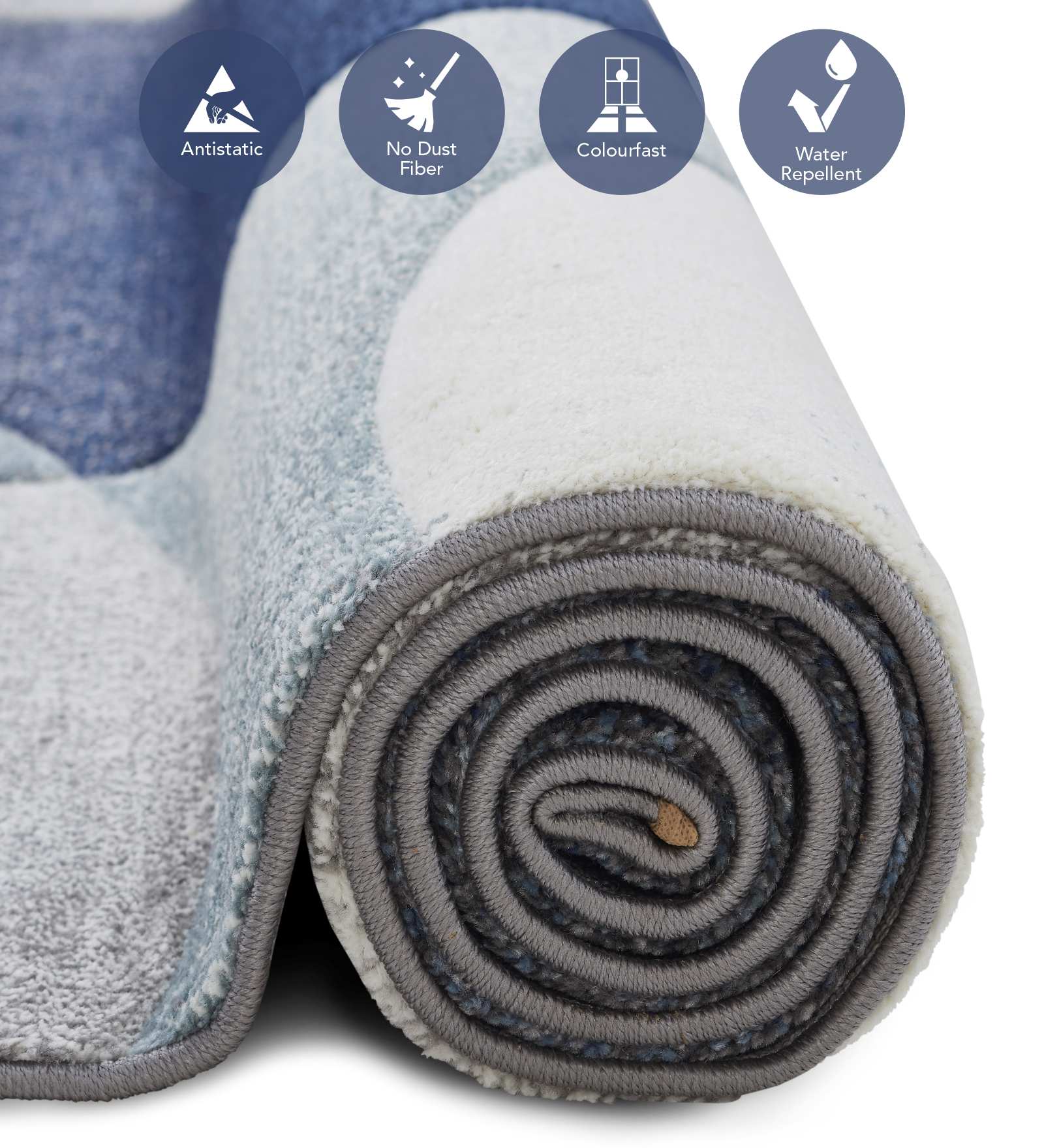 Diamond Polypropylene Abstract Carpet Blue and D.Grey