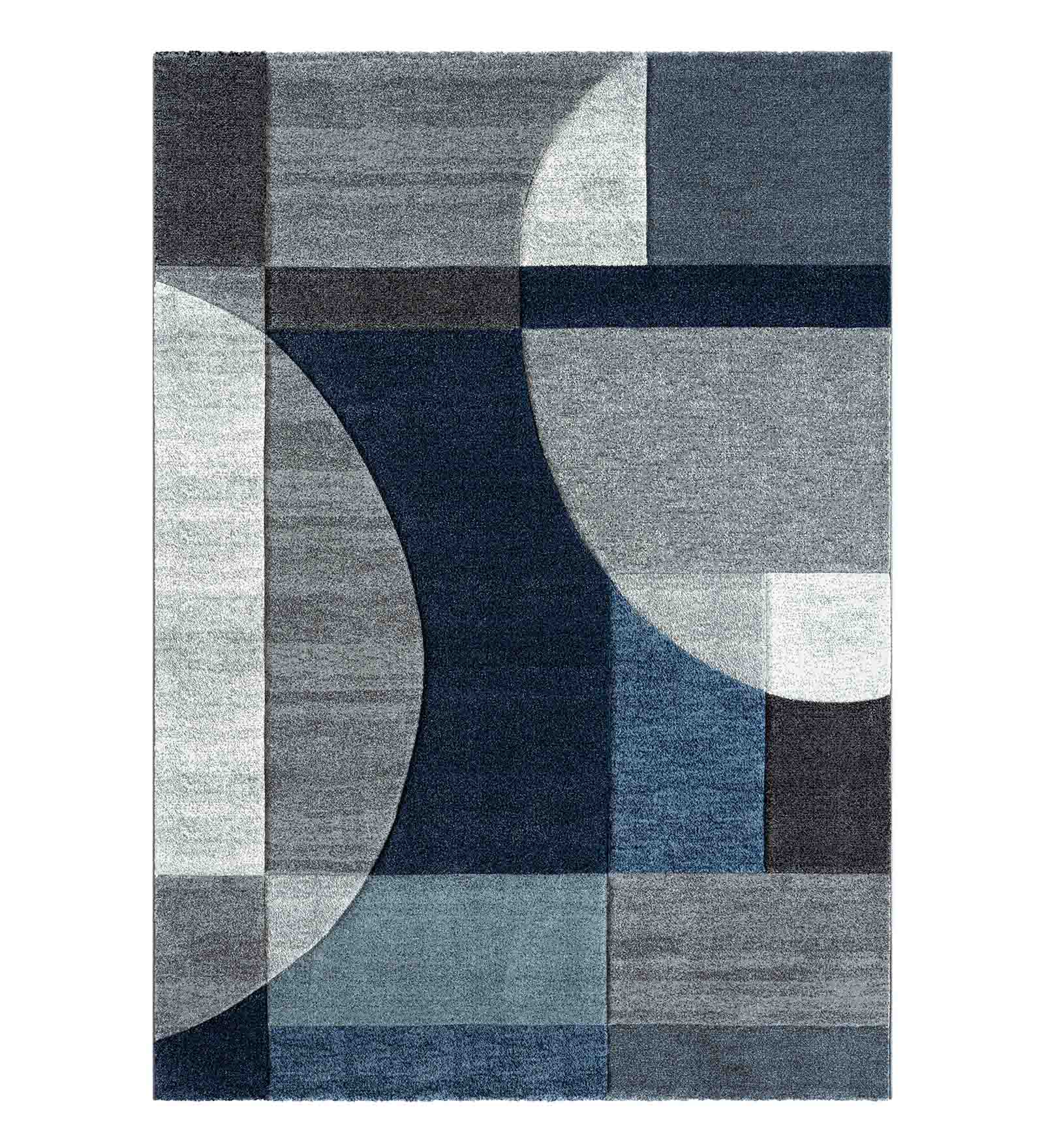 Diamond Geometric Machine Made Carpet Blue Grey