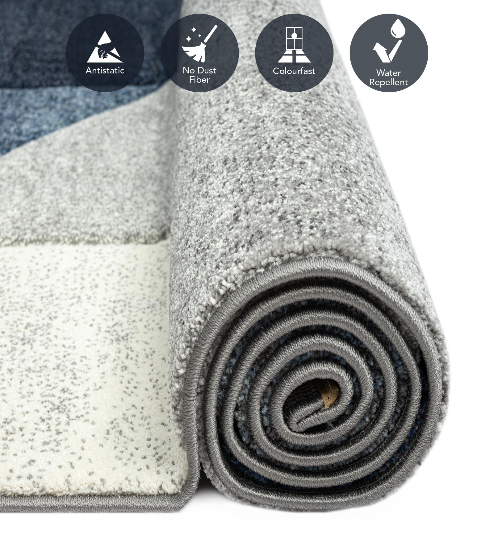 Diamond Geometric Machine Made Carpet Blue Grey