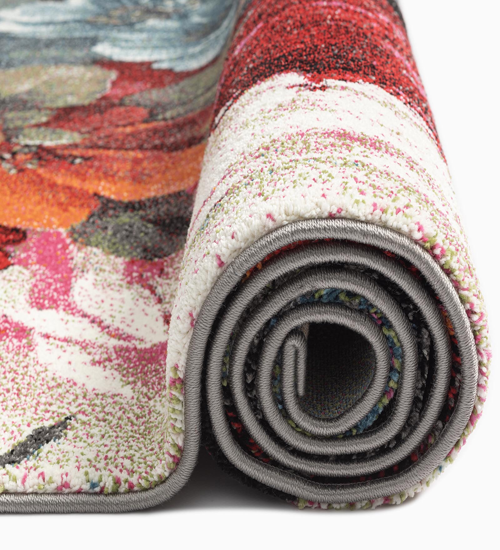 Diamond Floral Machine Made Carpet Blue and Maroon