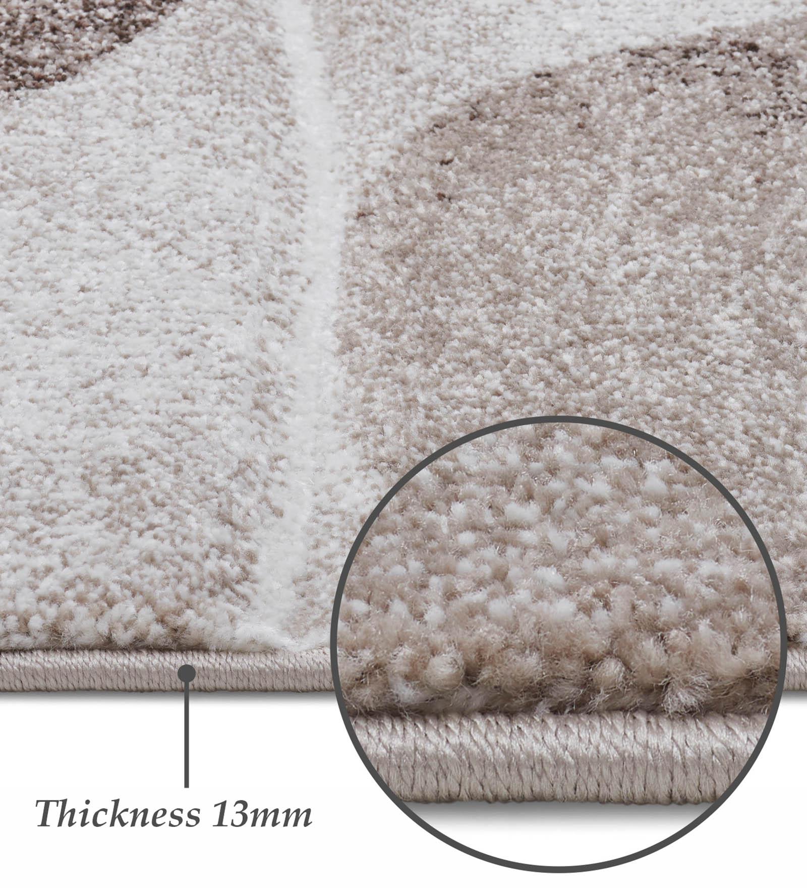 Diamond Abstract Machine Made Carpet Cream and Brown