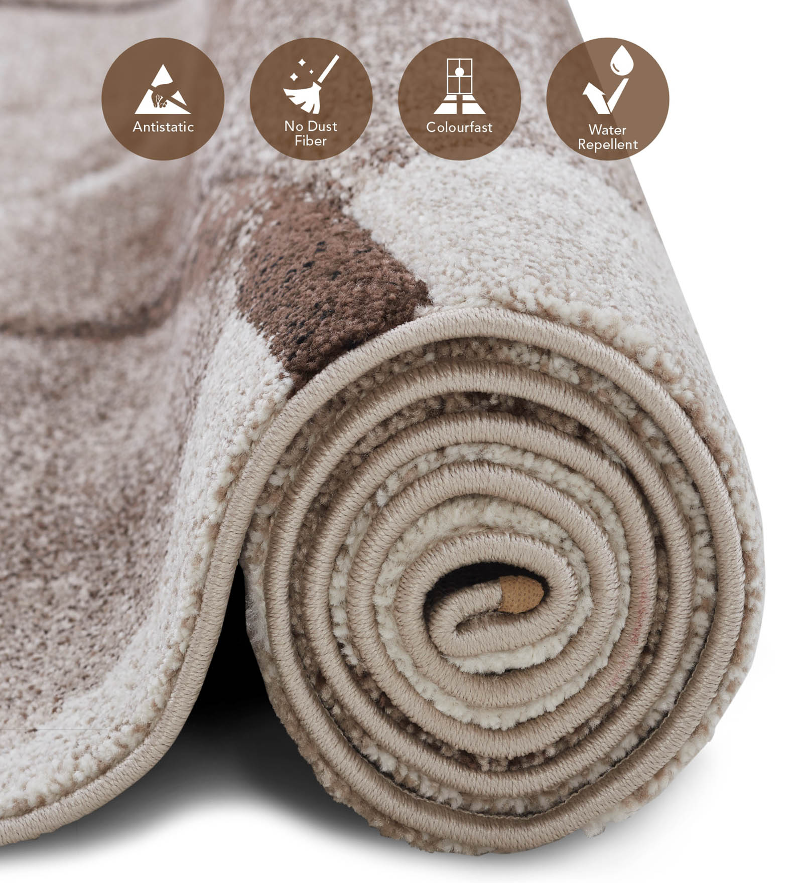 Diamond Abstract Machine Made Carpet Cream and Brown