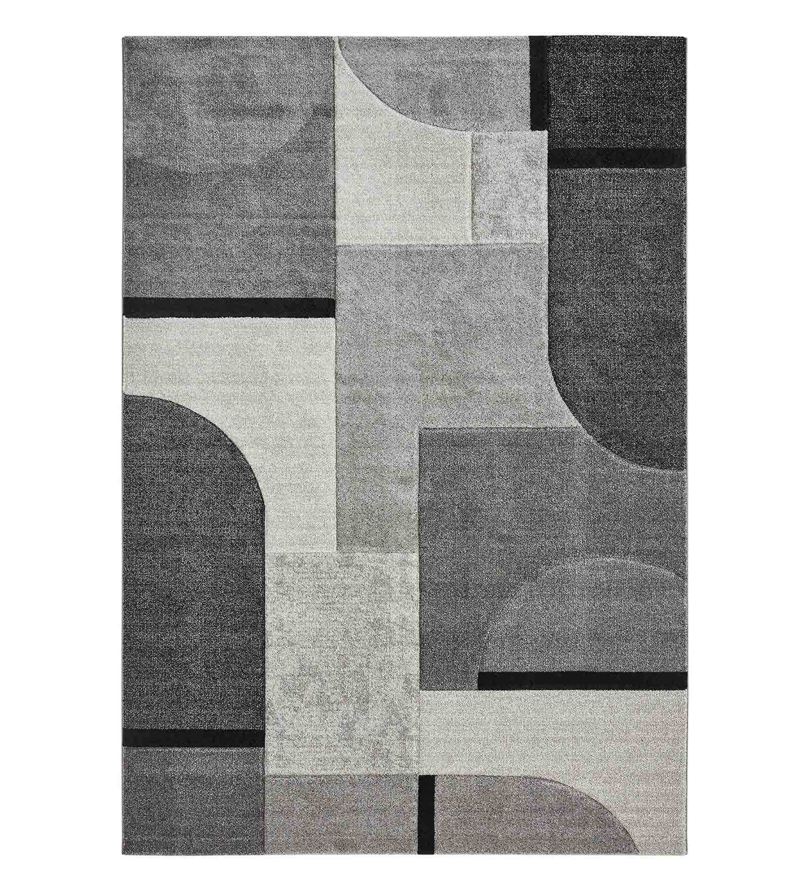 Diamond Geometric Machine Made Carpet Charcoal and Grey