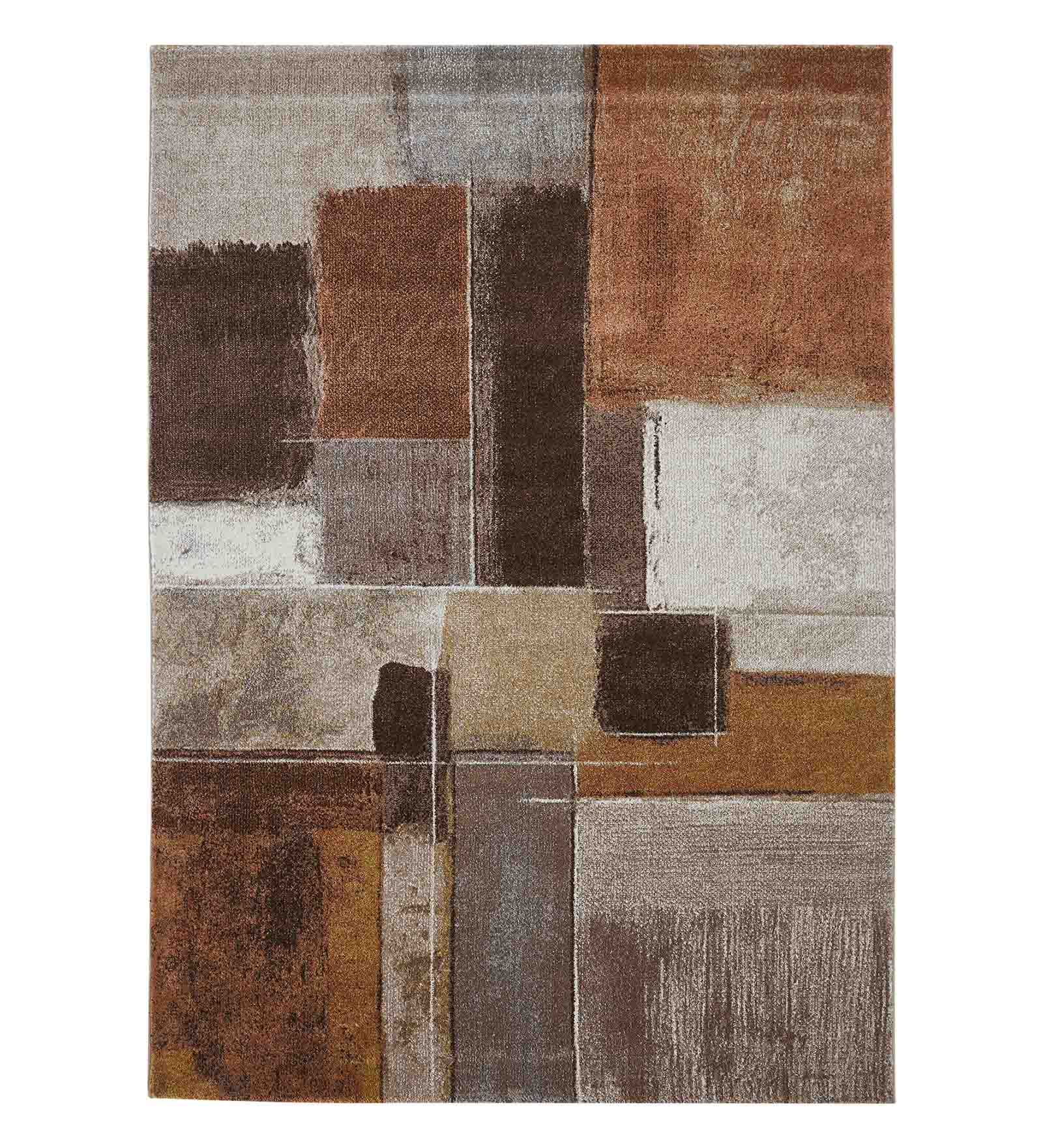 Diamond Abstract Machine Made Carpet Brown Cream