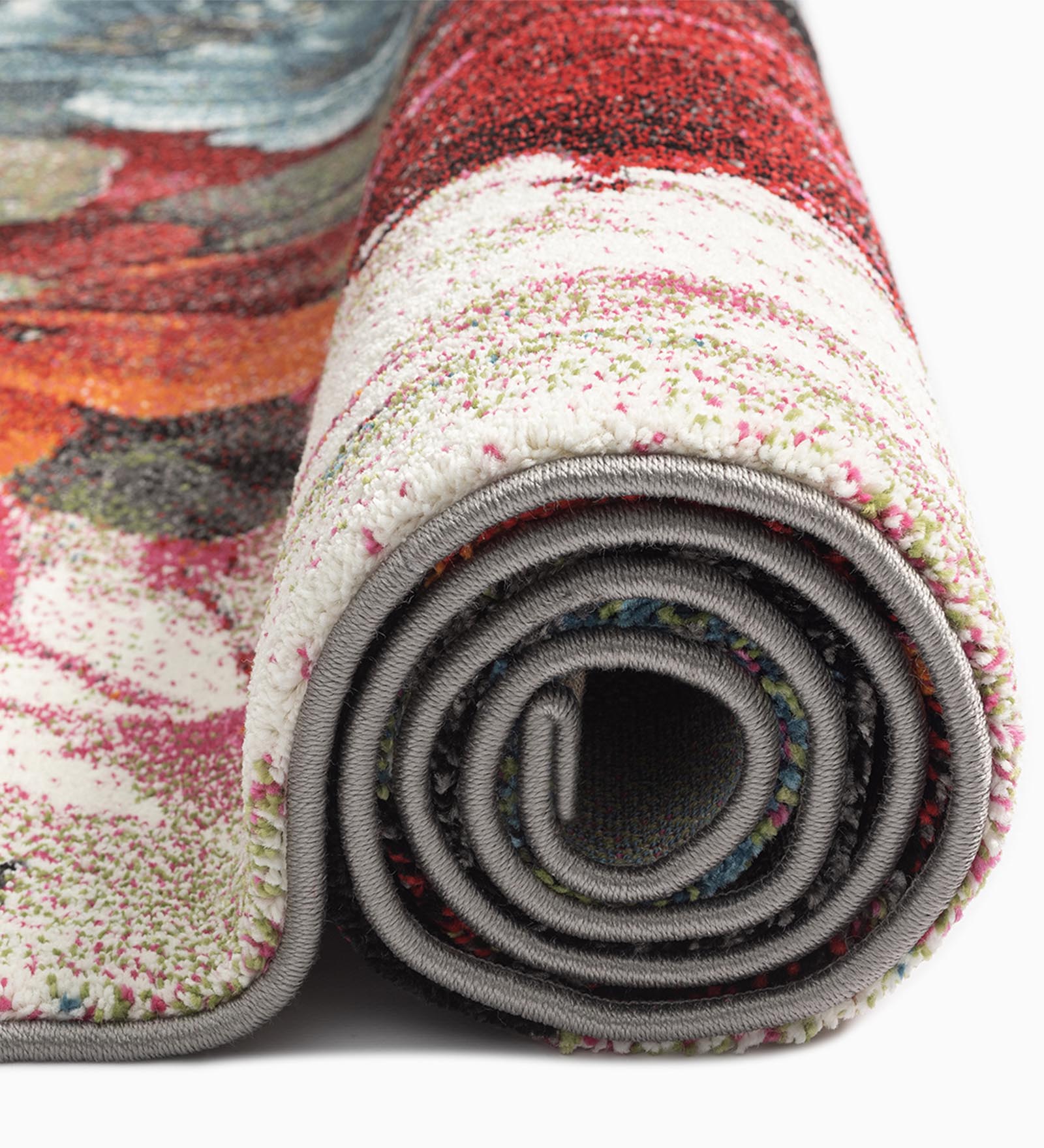 Diamond Floral Machine Made Carpet Blue and Maroon