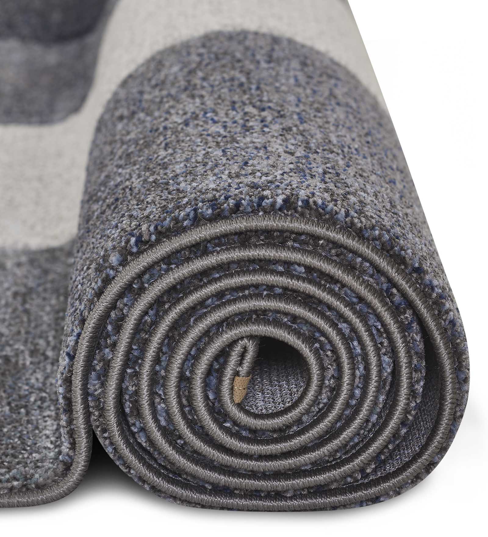 Diamond Geometric Machine Made Carpet L.Blue and Grey