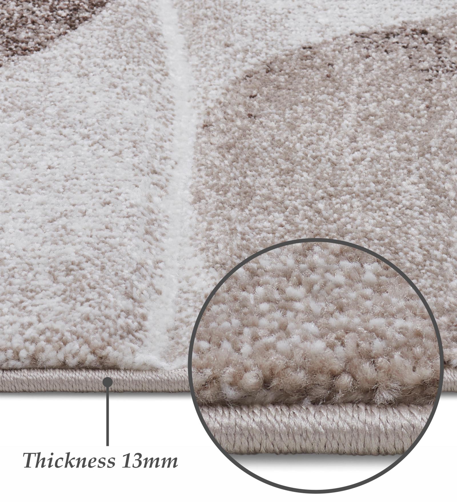 Diamond Abstract Machine Made Carpet Cream and Brown