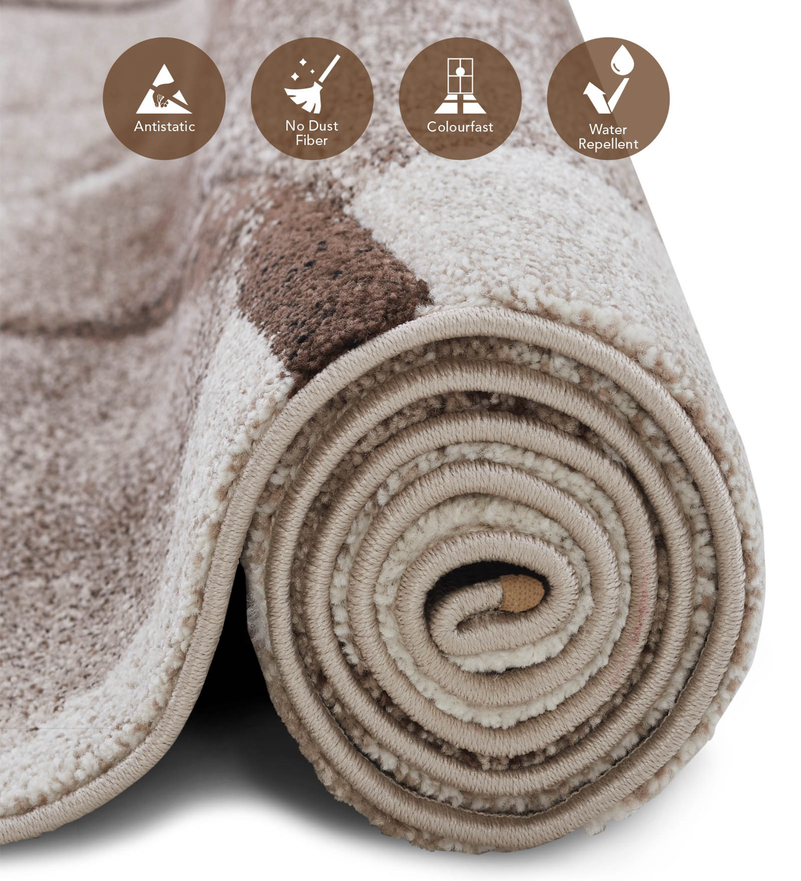 Diamond Abstract Machine Made Carpet Cream and Brown