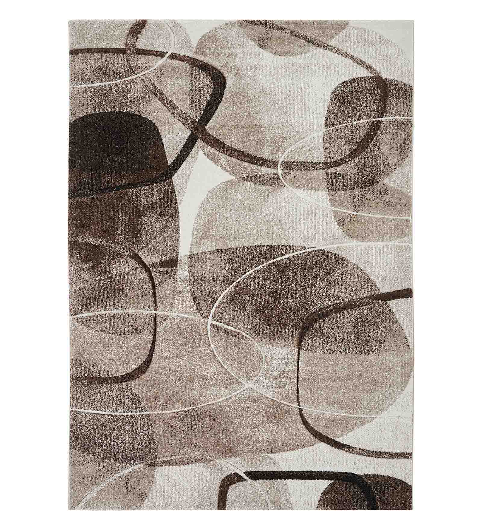 Diamond Abstract Machine Made Carpet Teal and L.Brown