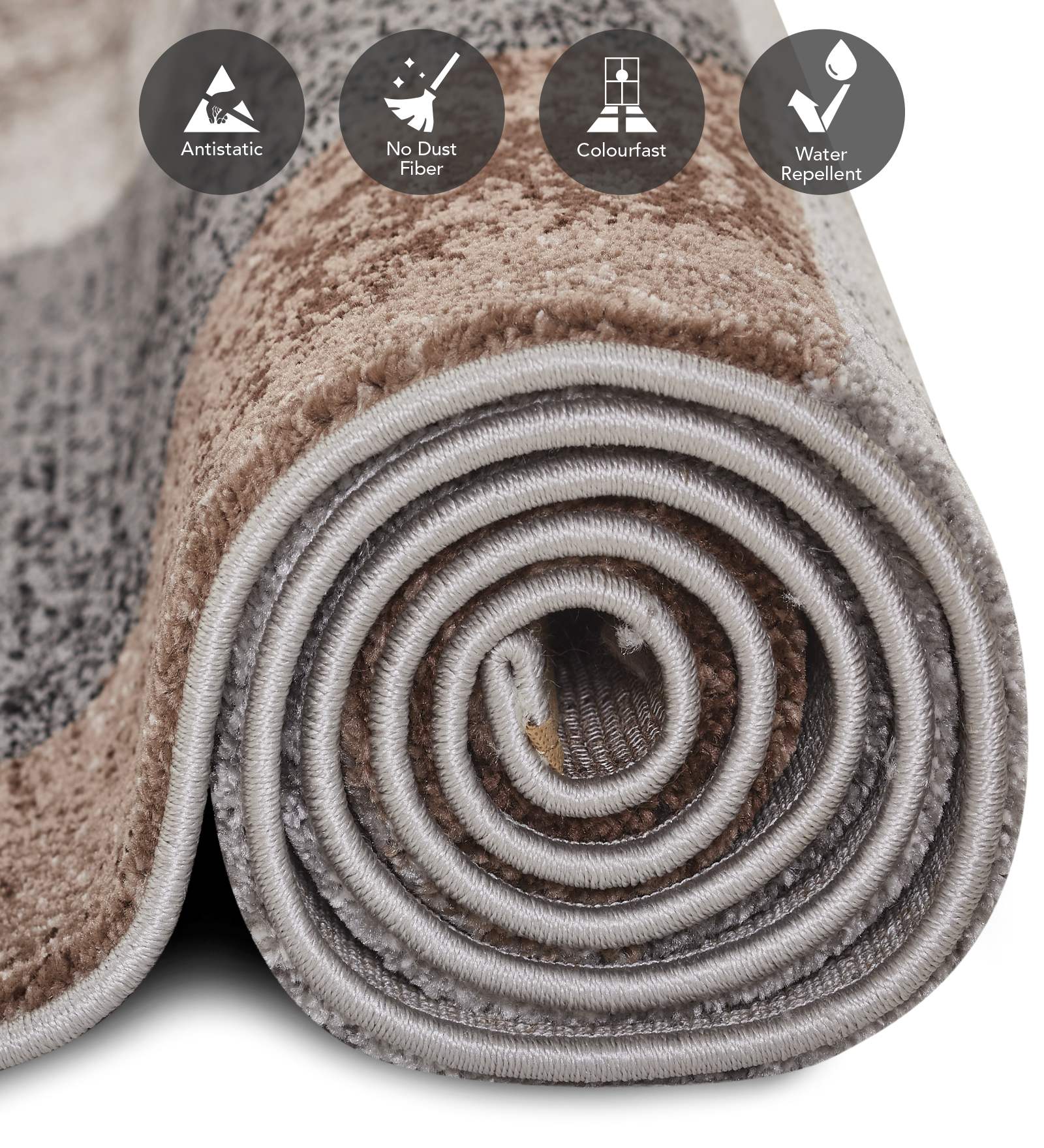 Diamond Geometric Machine Made Carpet L Brown and Cream