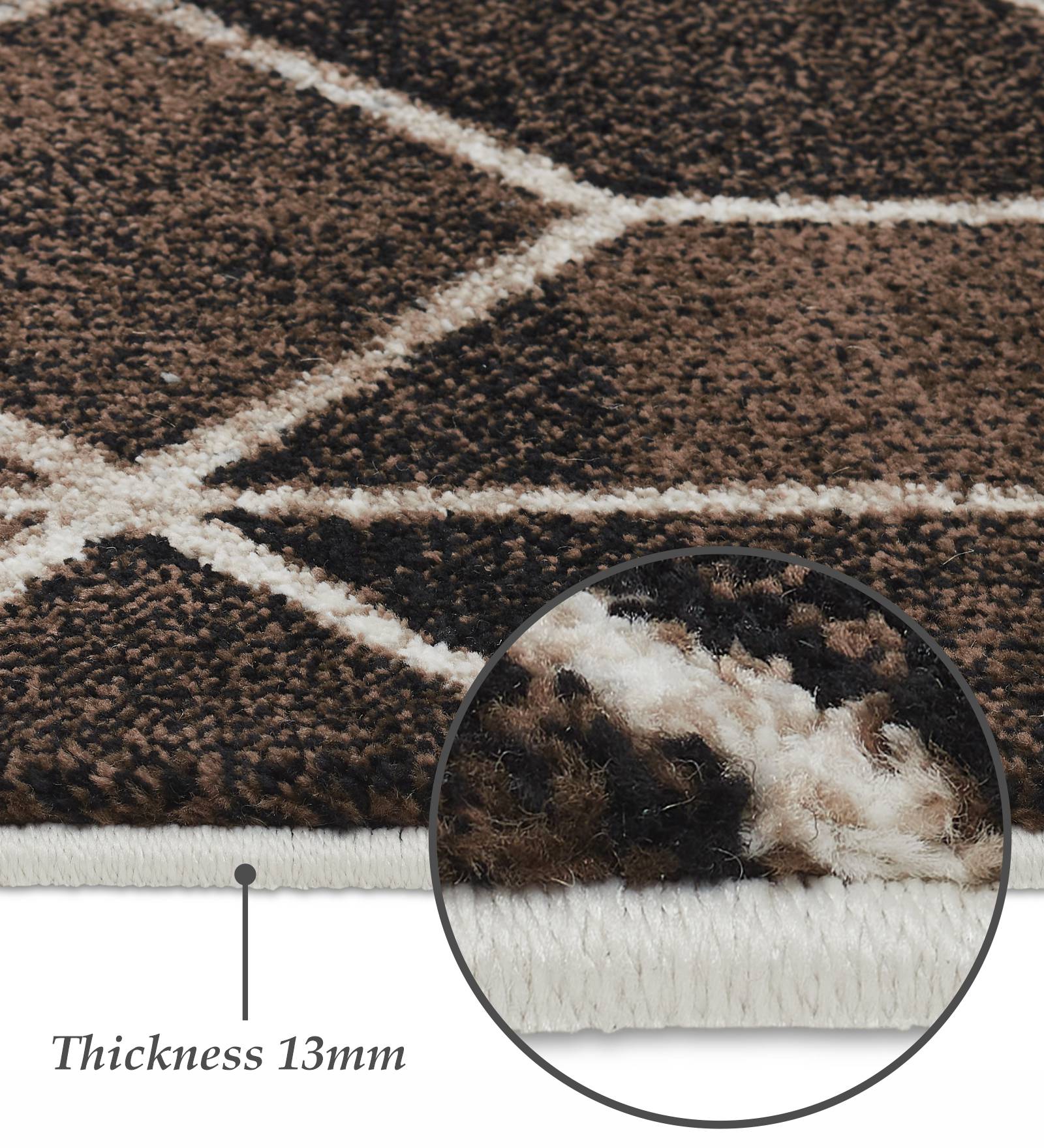 Diamond Geometric Machine Made Carpet Cream and D.Brown