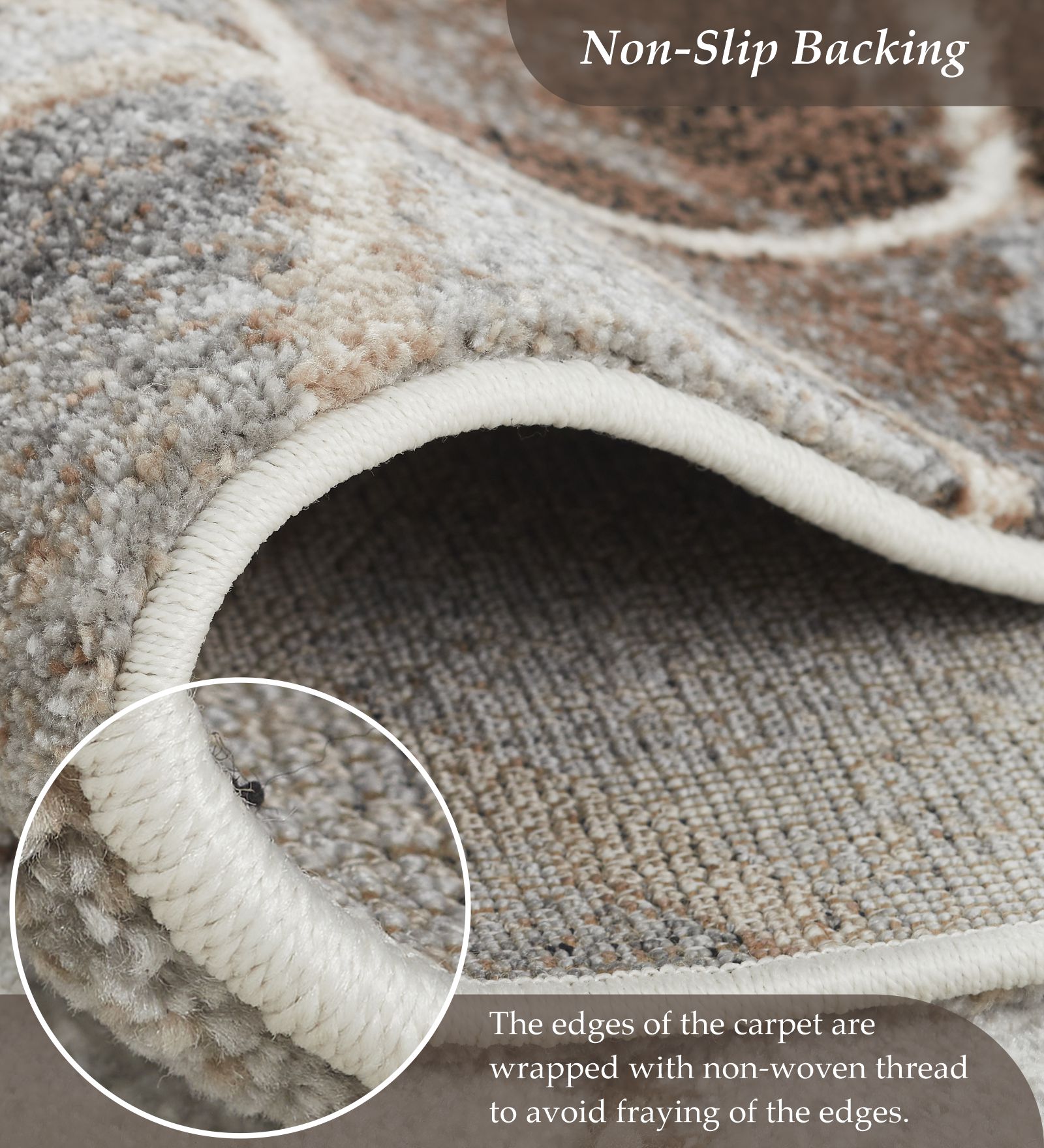 Diamond Geometric Machine Made Carpet Cream and D.Brown