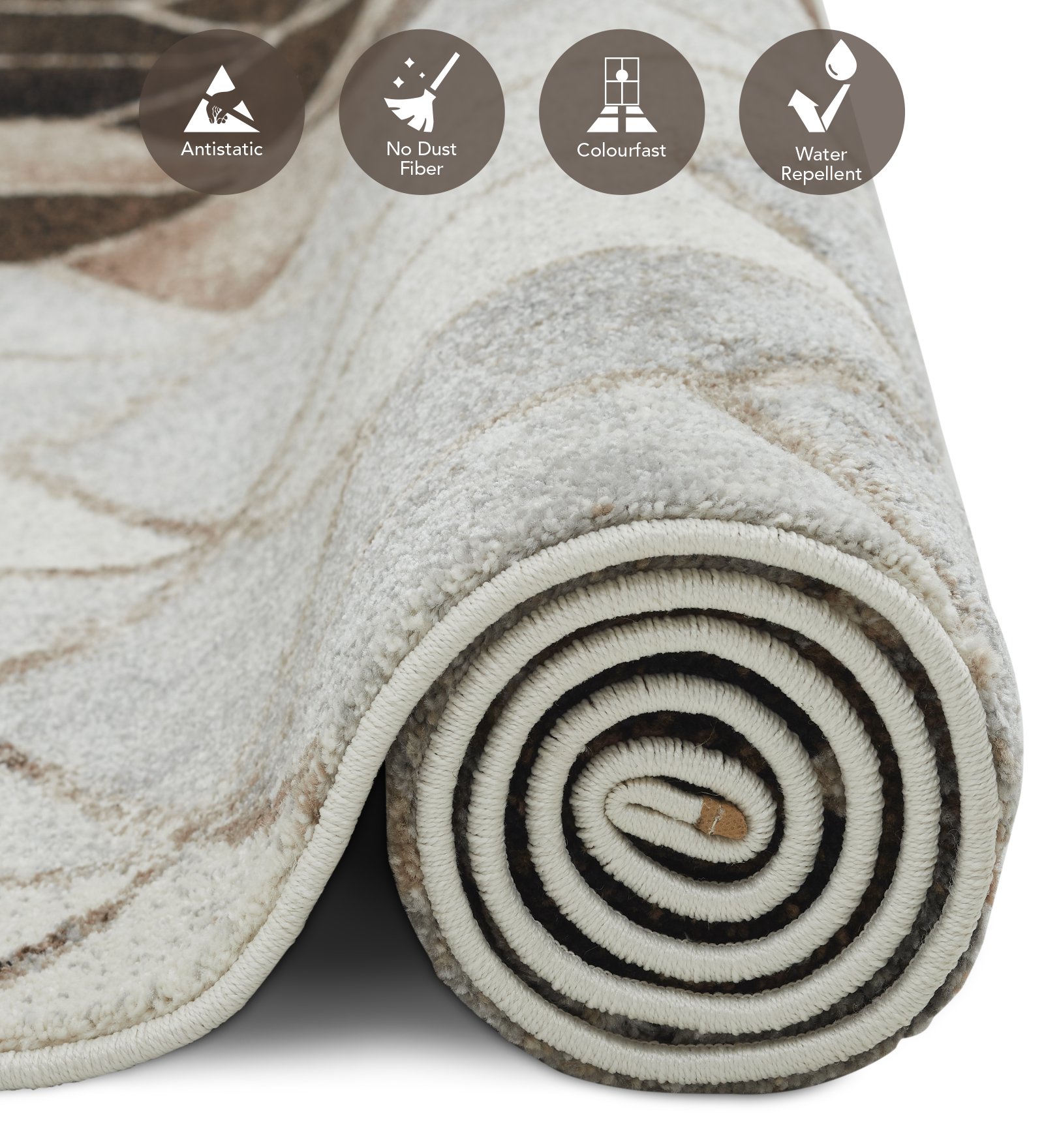 Diamond Geometric Machine Made Carpet Cream and D.Brown