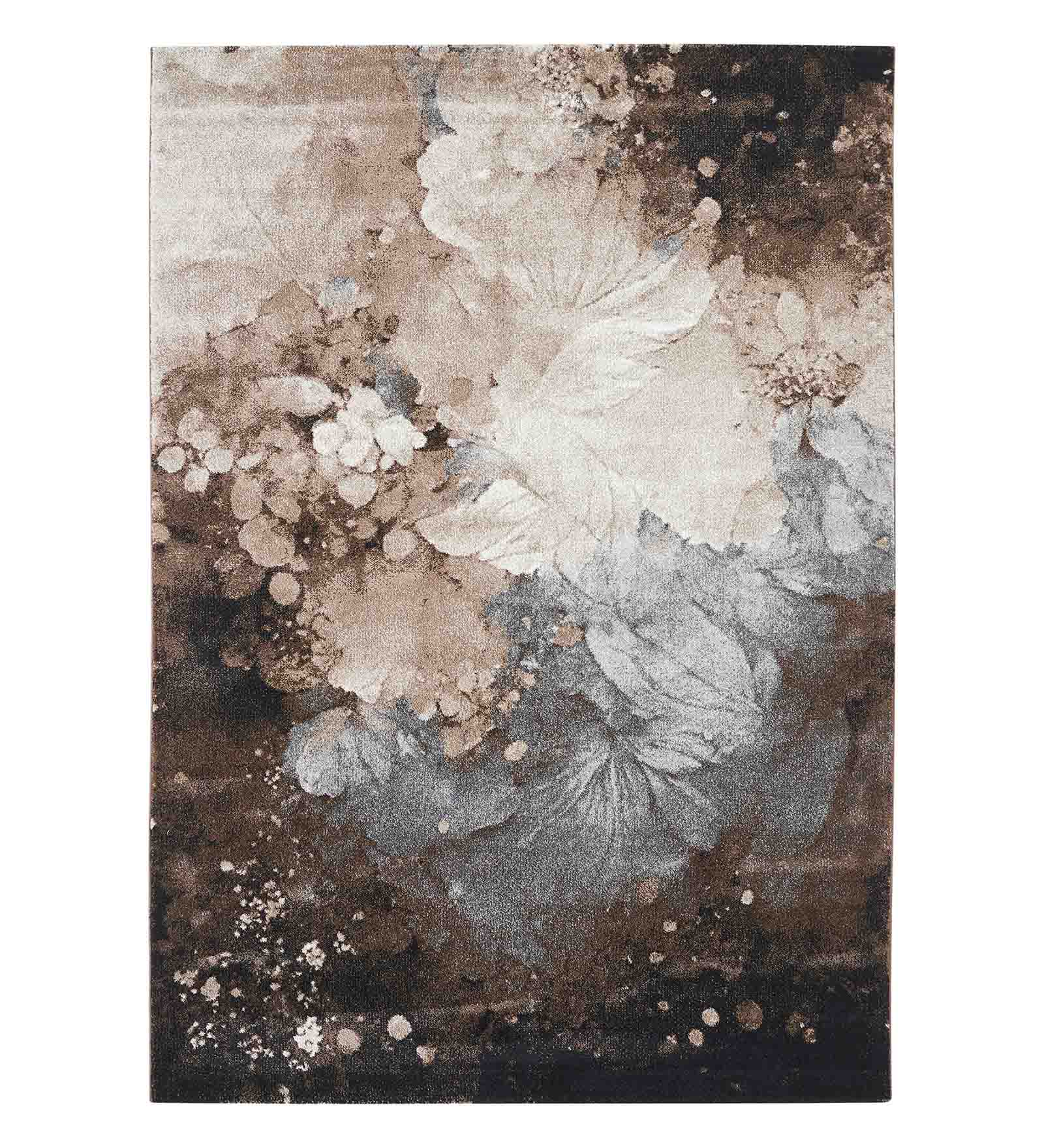 Diamond Floral Machine Made Carpet Brown and Cream