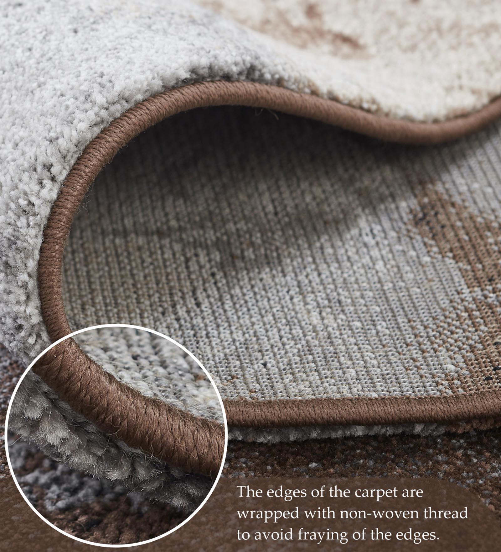 Diamond Floral Machine Made Carpet Brown and Cream