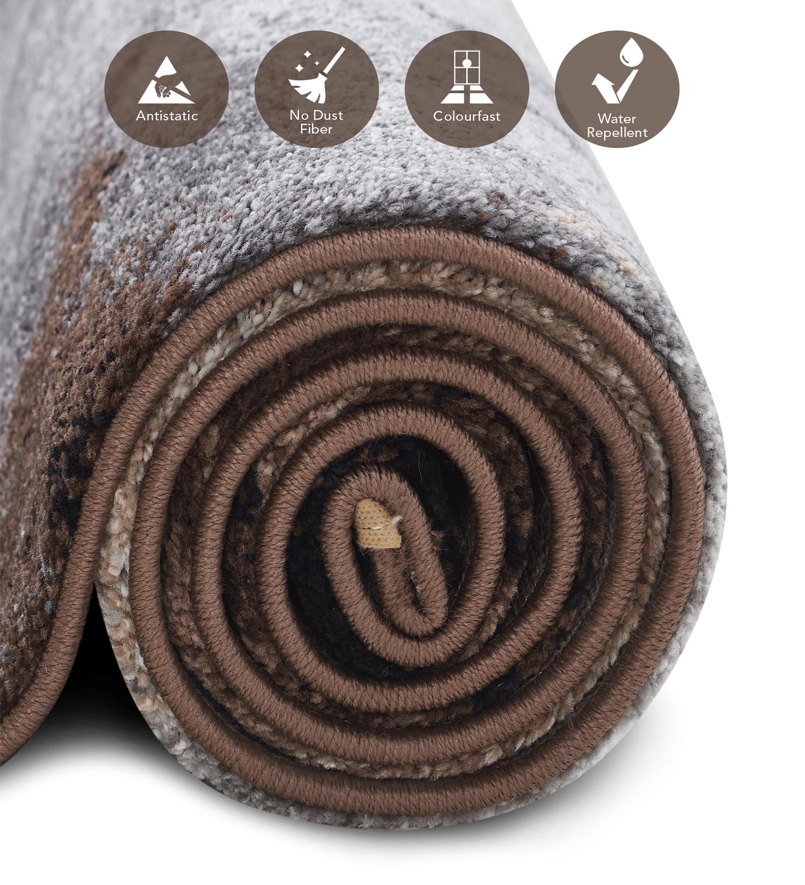 Diamond Floral Machine Made Carpet Brown and Cream