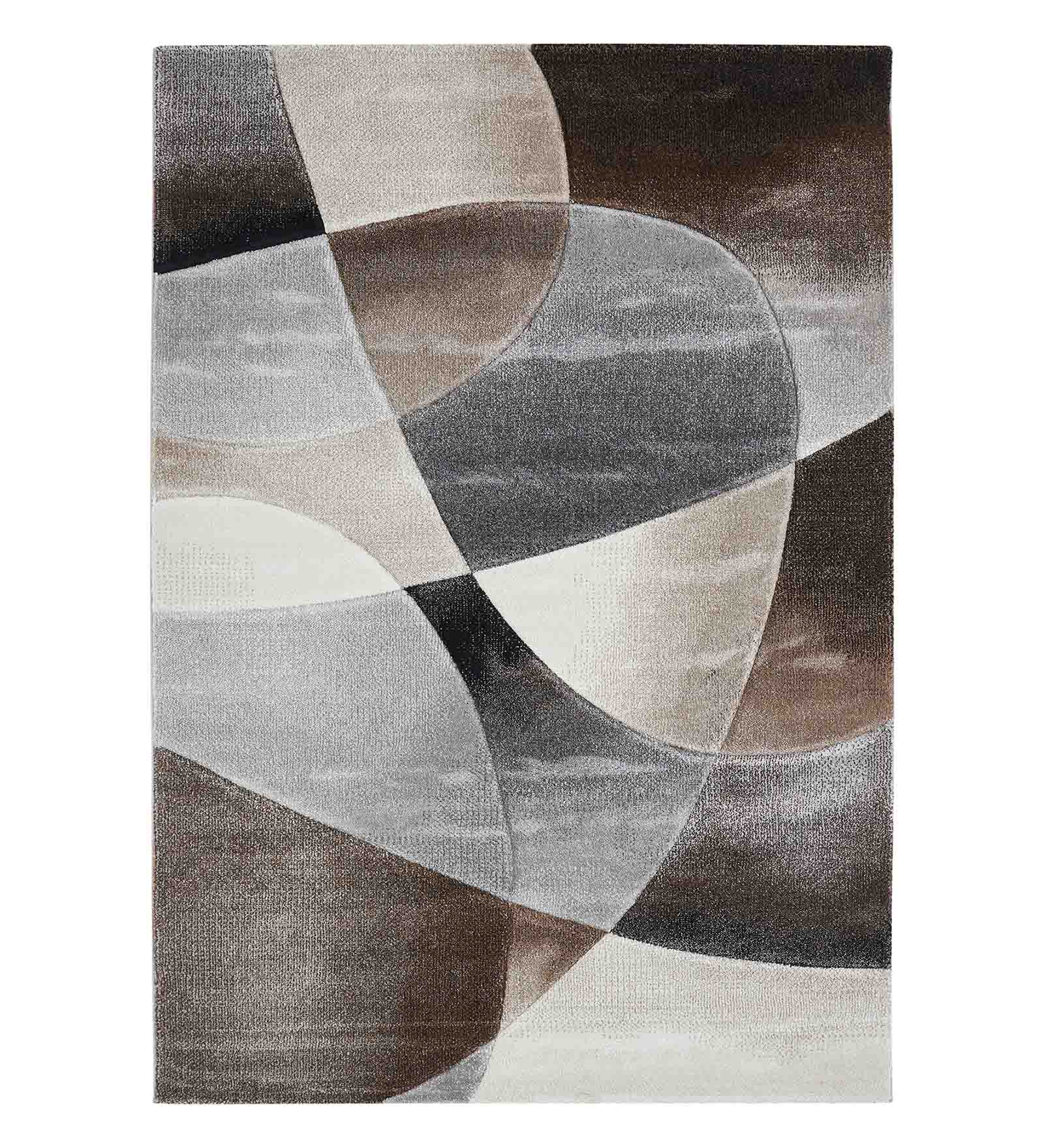 Diamond Abstract Machine Made Carpet D.Brown and Grey