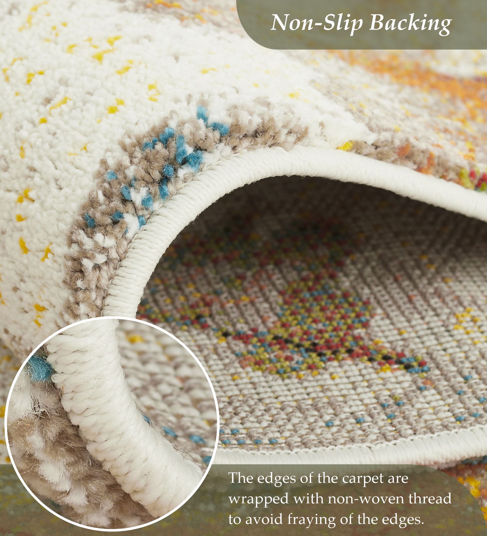 Diamond Floral Machine Made Carpet Cream and Blue