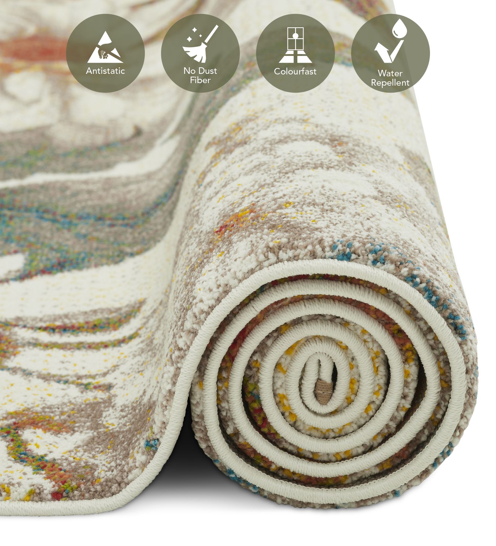 Diamond Floral Machine Made Carpet Cream and Blue