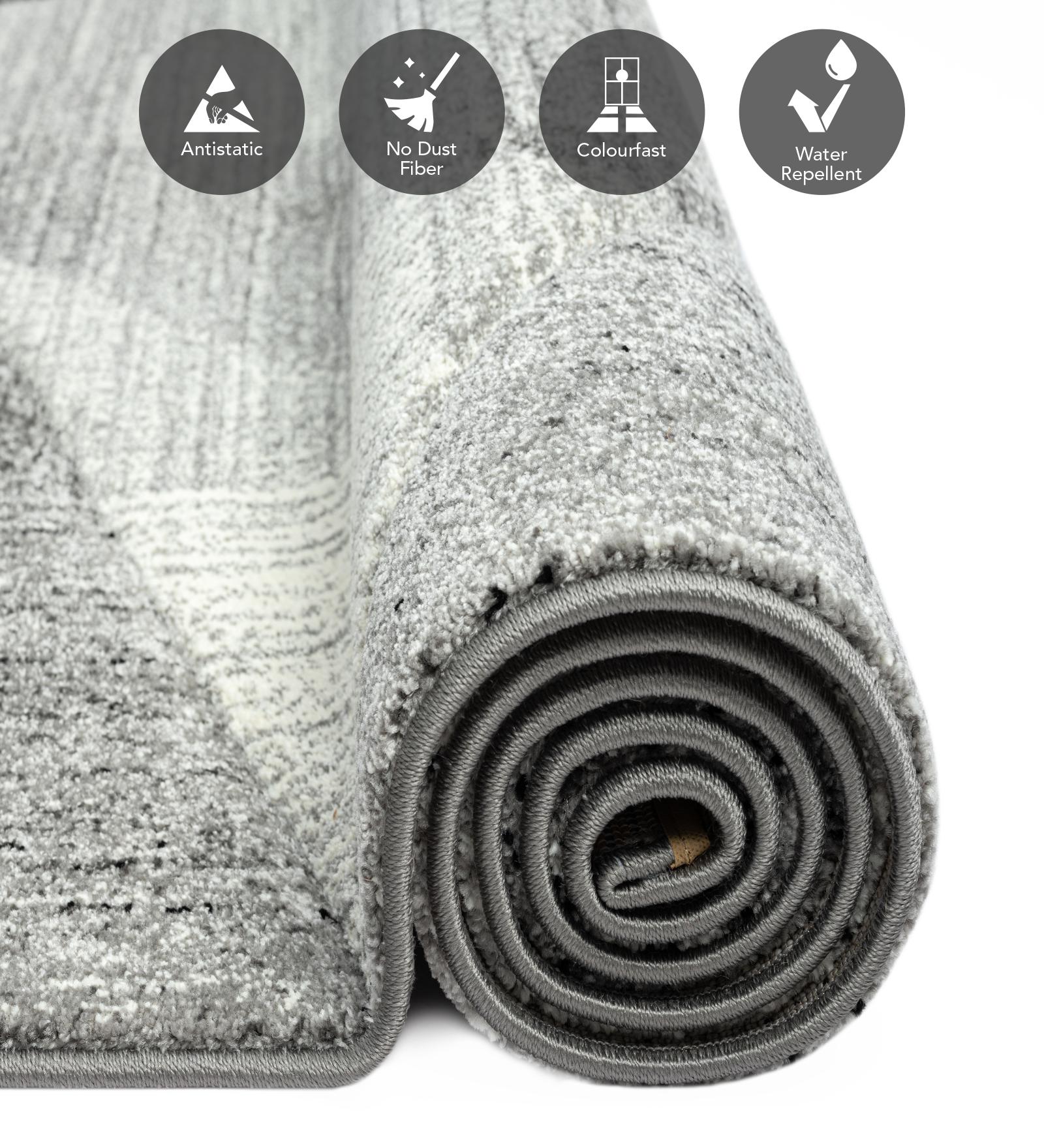 Diamond Geometric Machine Made Carpet Grey