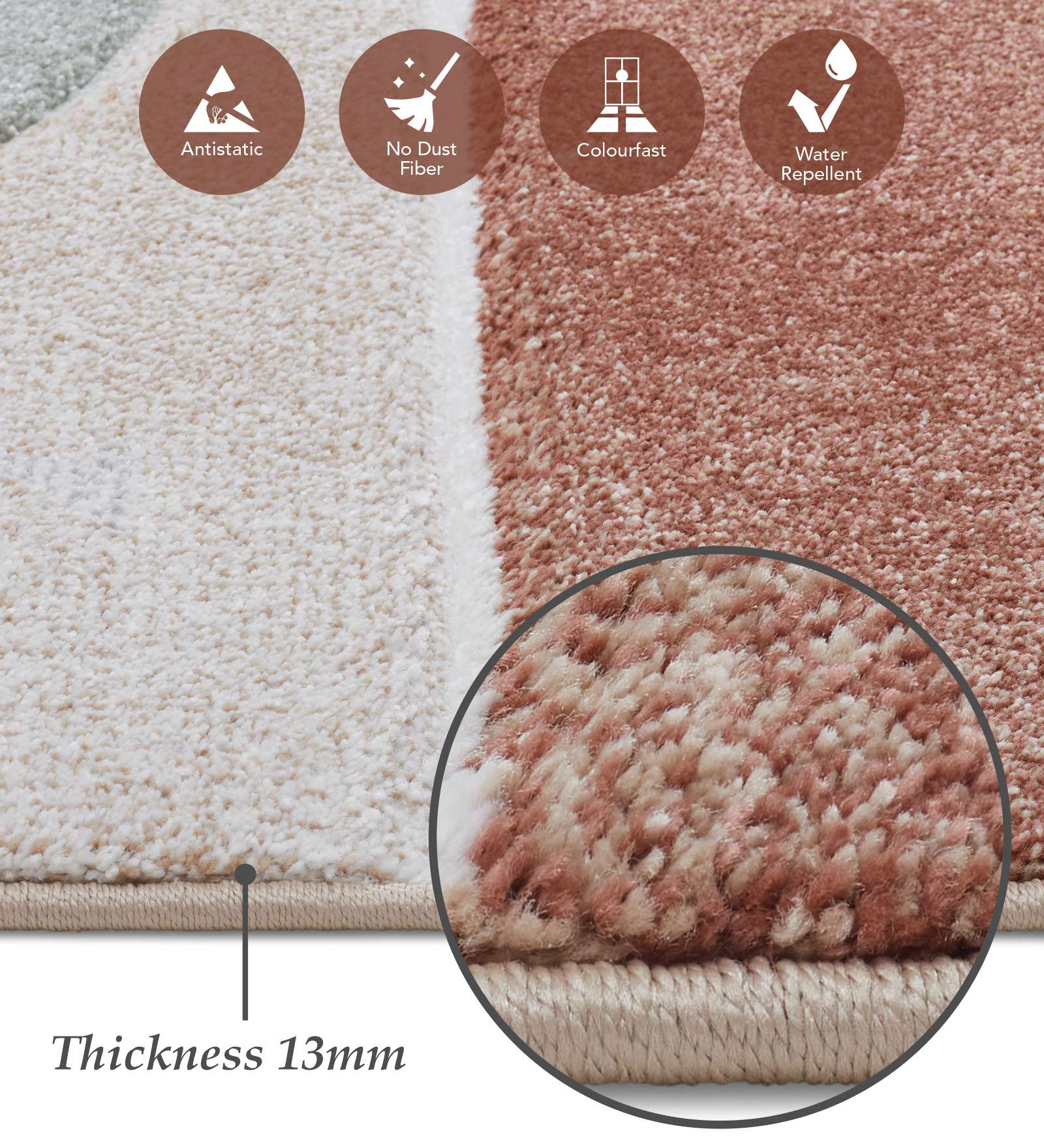 Diamond Polypropylene Abstract Runner Rust and Beige