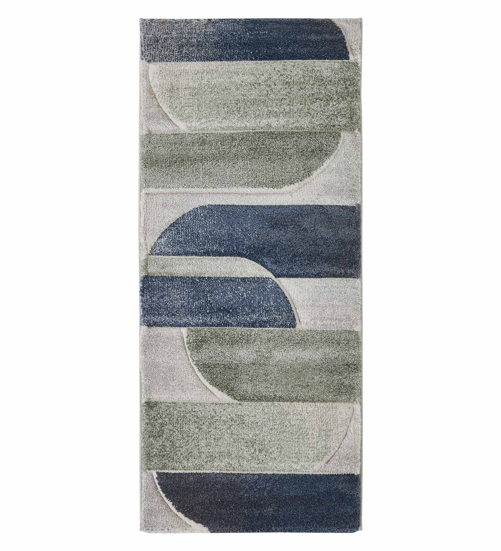 Diamond Polypropylene Abstract Runner Olive and Blue