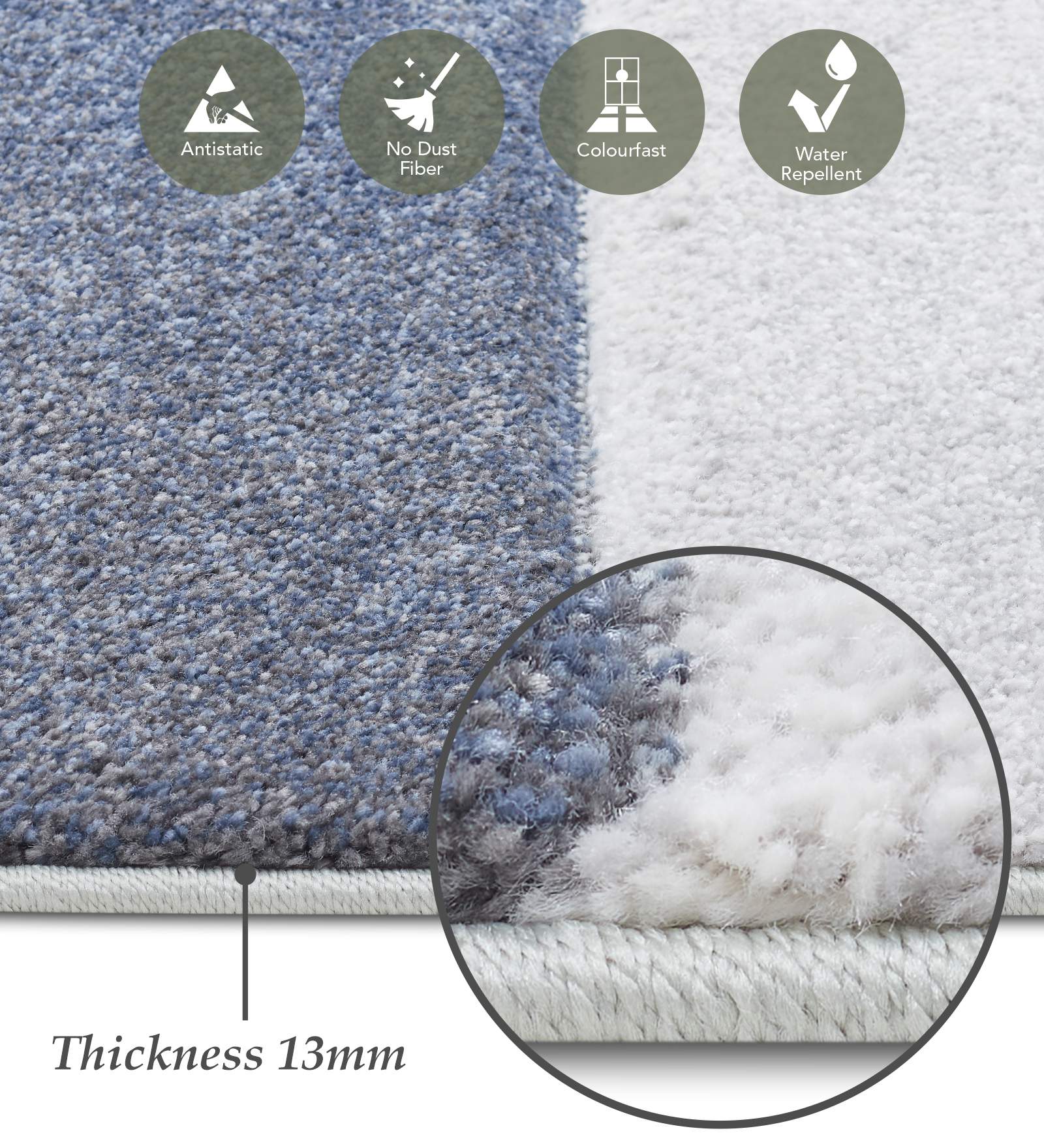 Diamond Polypropylene Abstract Runner Olive and Blue