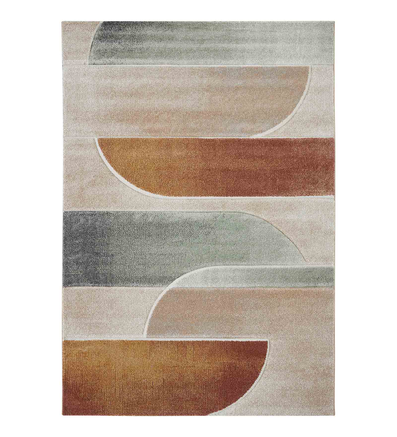 Diamond Polypropylene Abstract Carpet Rust and Beige