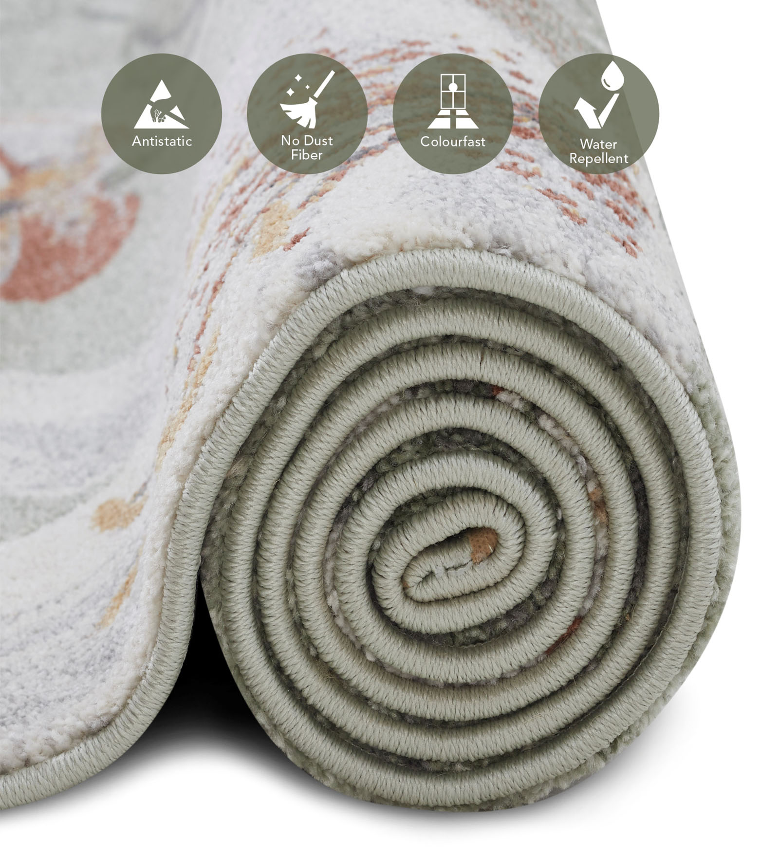 Diamond Floral Machine Made Carpet Olive and Cream