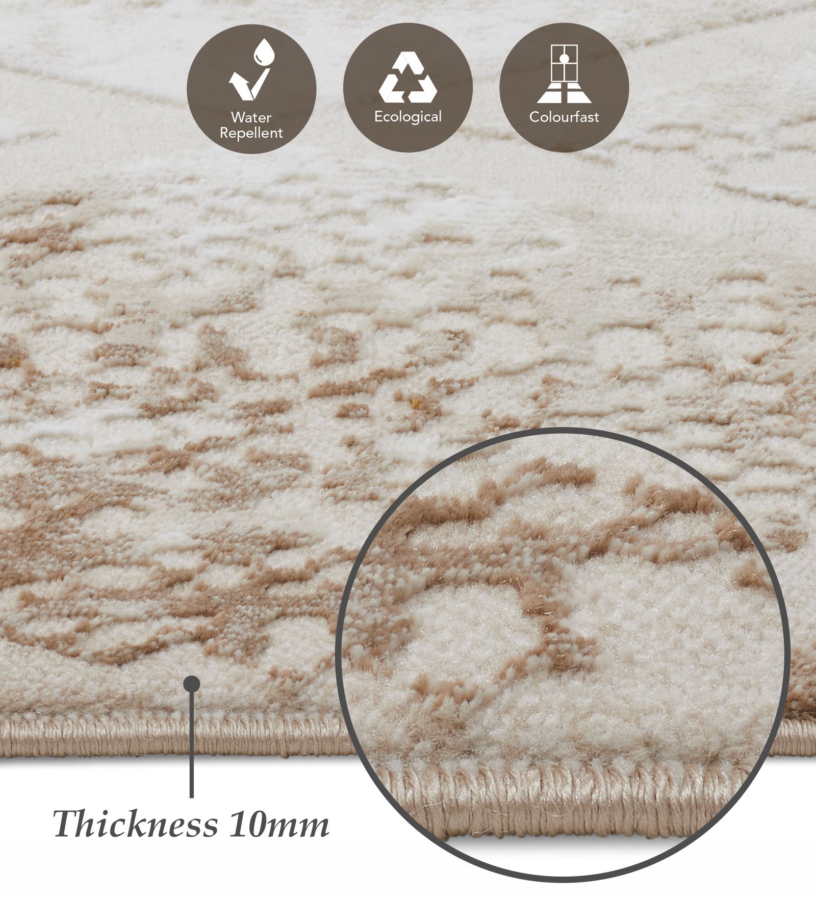 Seher Abstract Bedside Runner Beige Gold