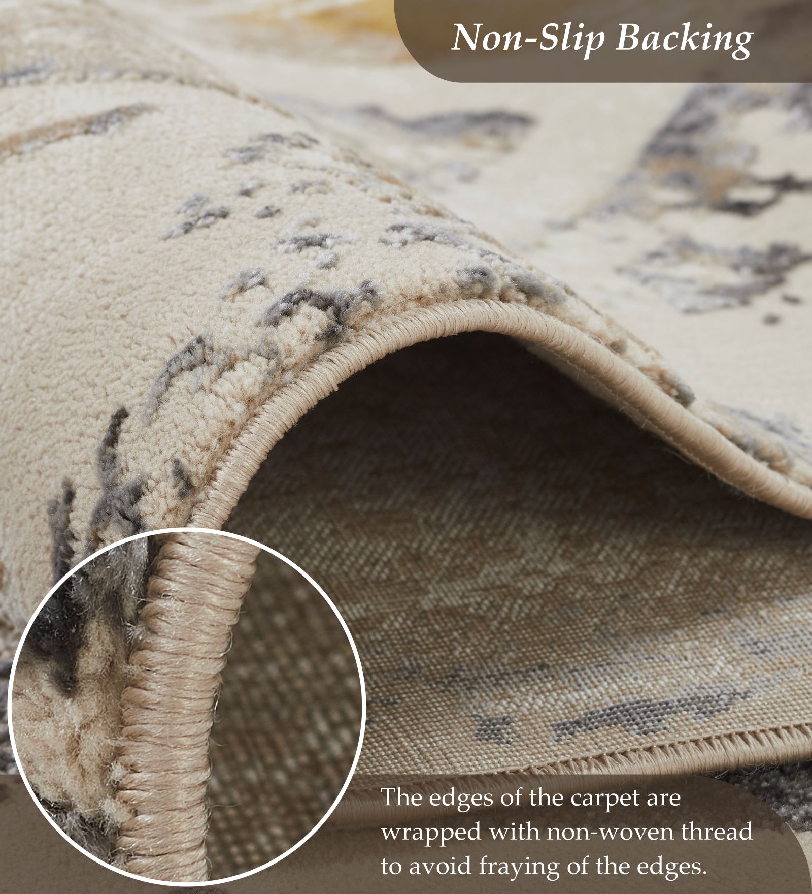 Seher Abstract Bedside Runner Beige Antracite