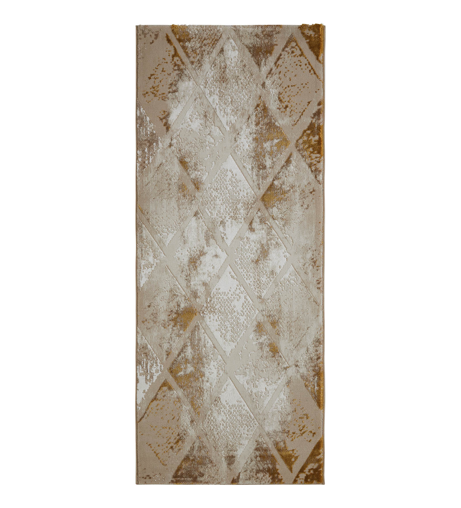 Seher Abstract Bedside Runner Beige Gold