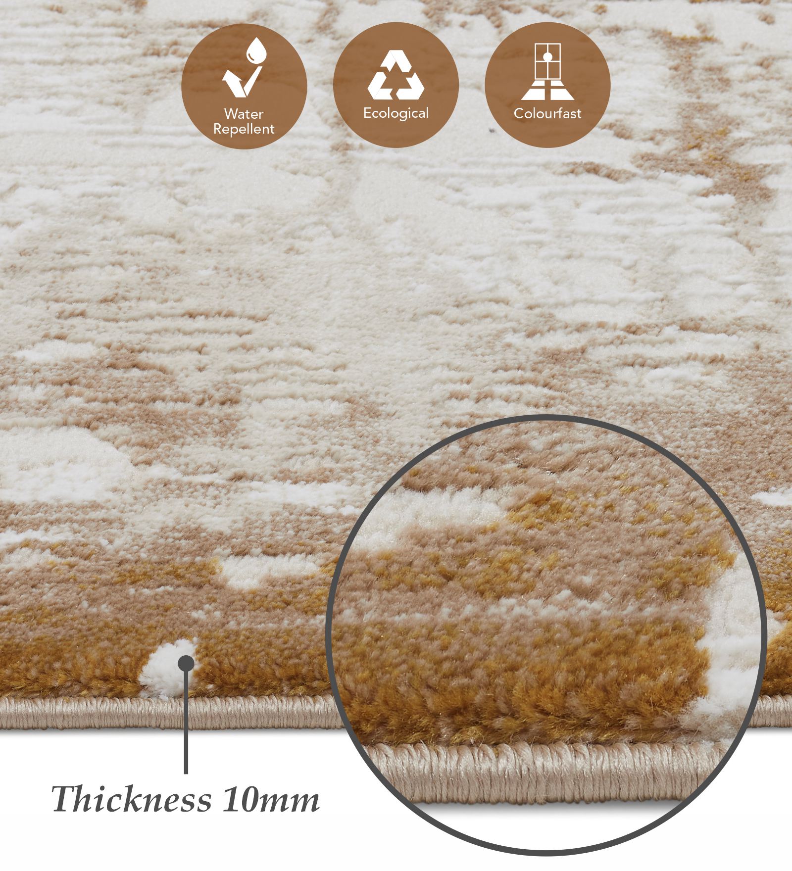 Seher Abstract Bedside Runner Beige Gold