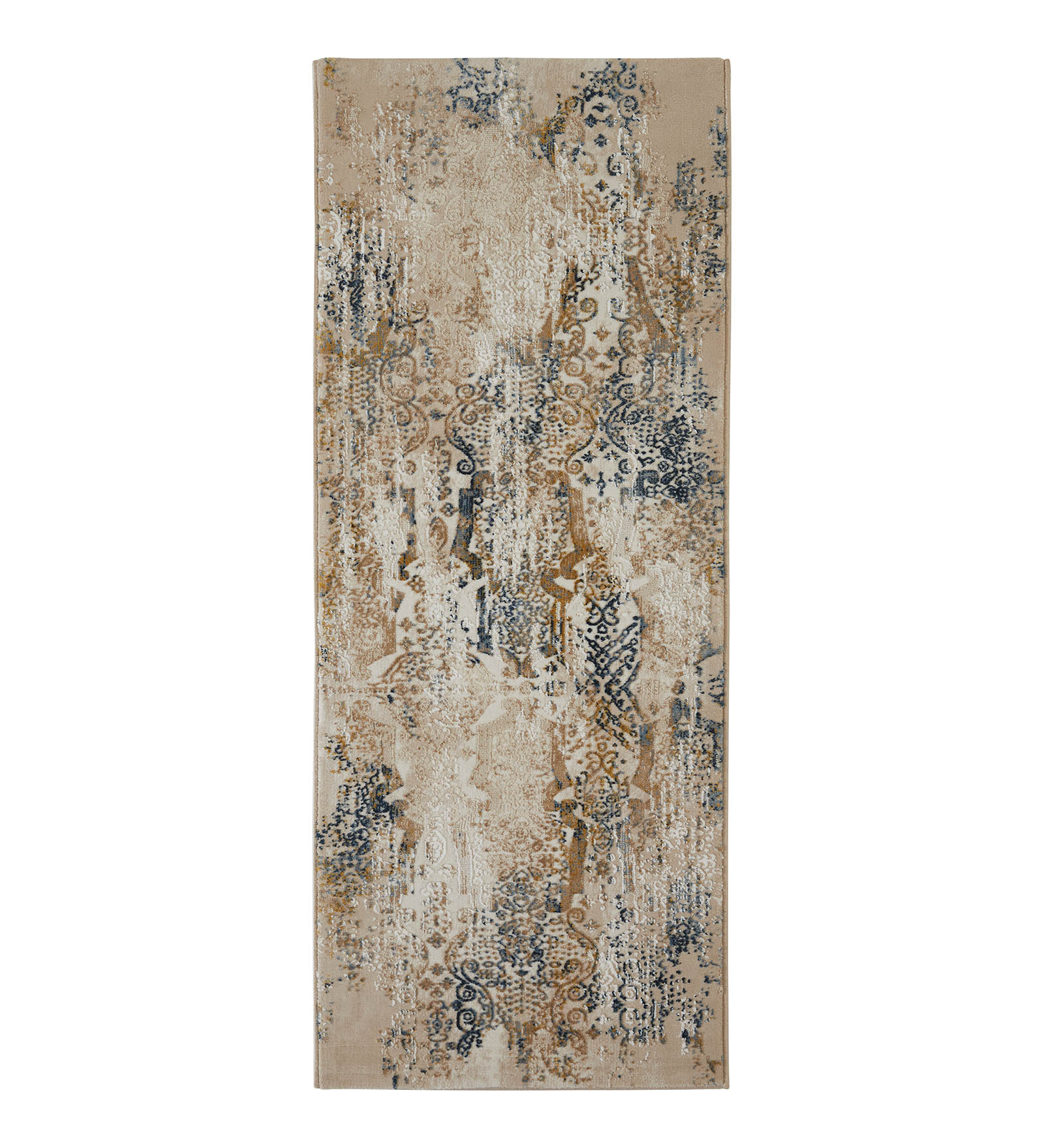 Seher Abstract Bedside Runner Beige Navy