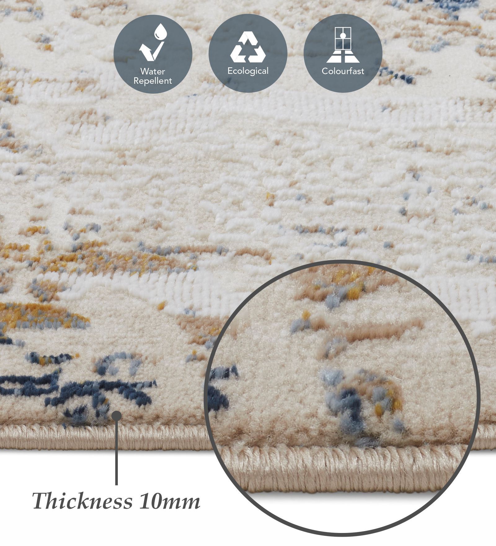 Seher Abstract Bedside Runner Beige Navy