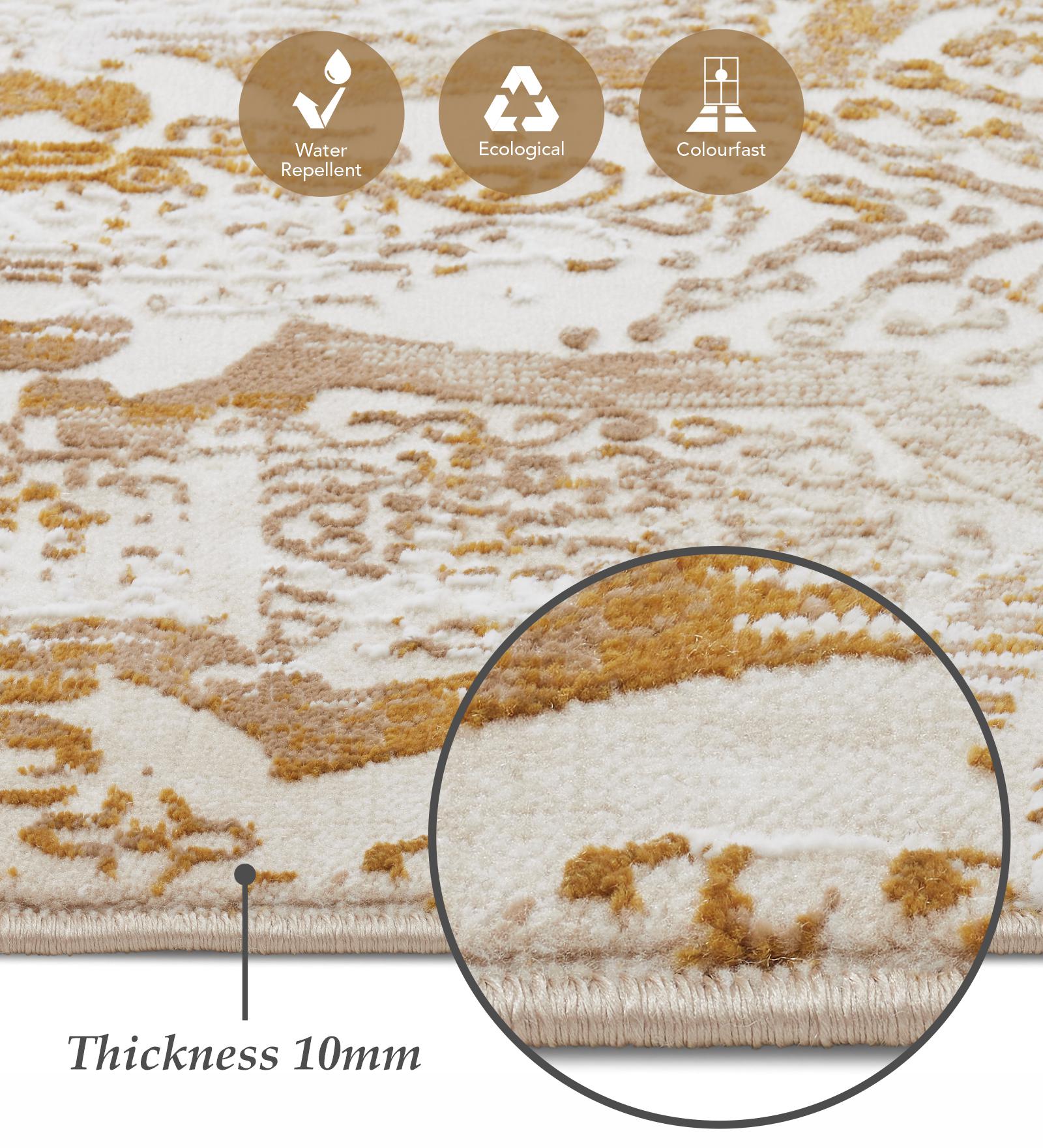 Seher Abstract Bedside Runner Beige Gold