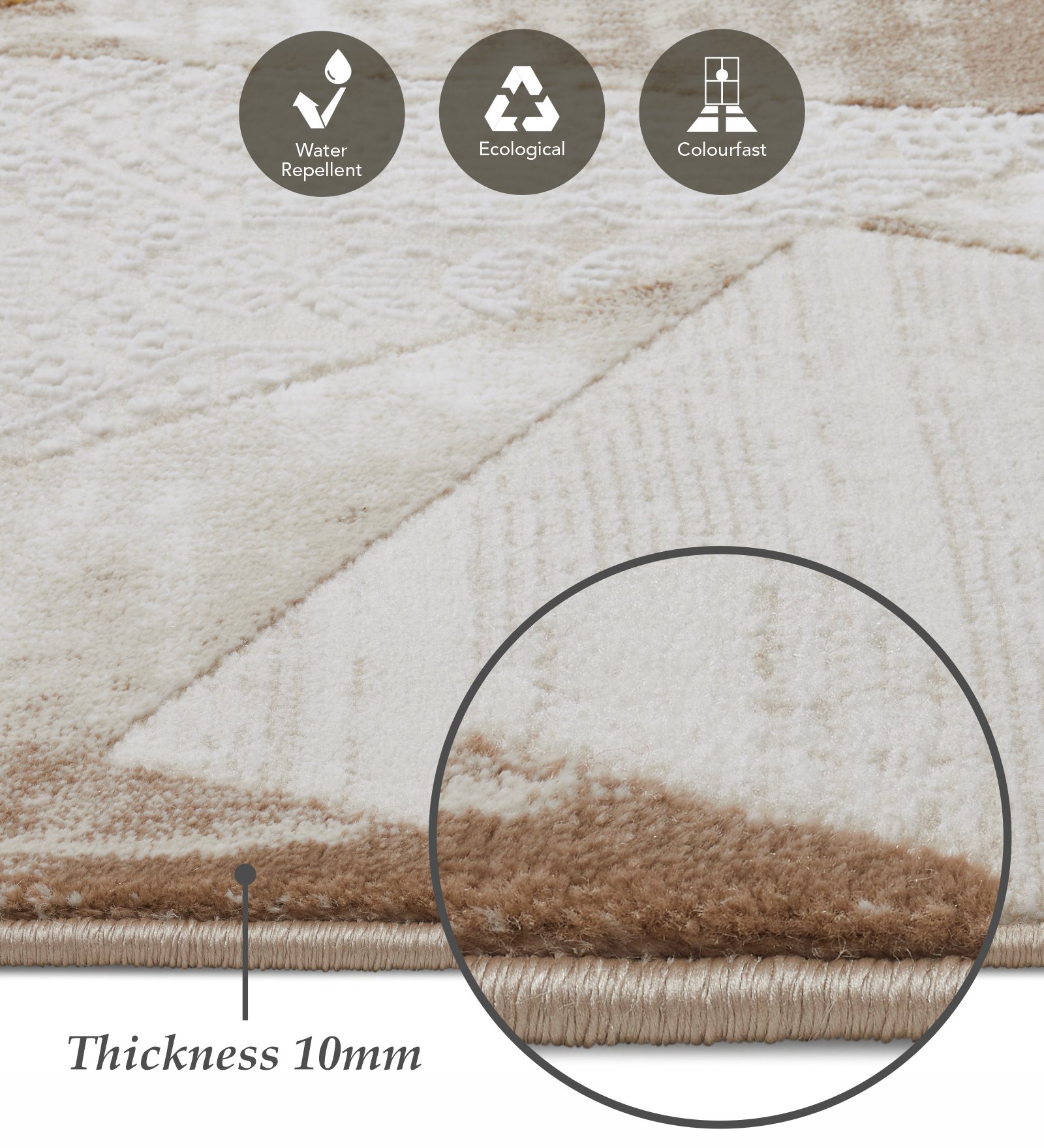 Seher Abstract Bedside Runner Beige Gold