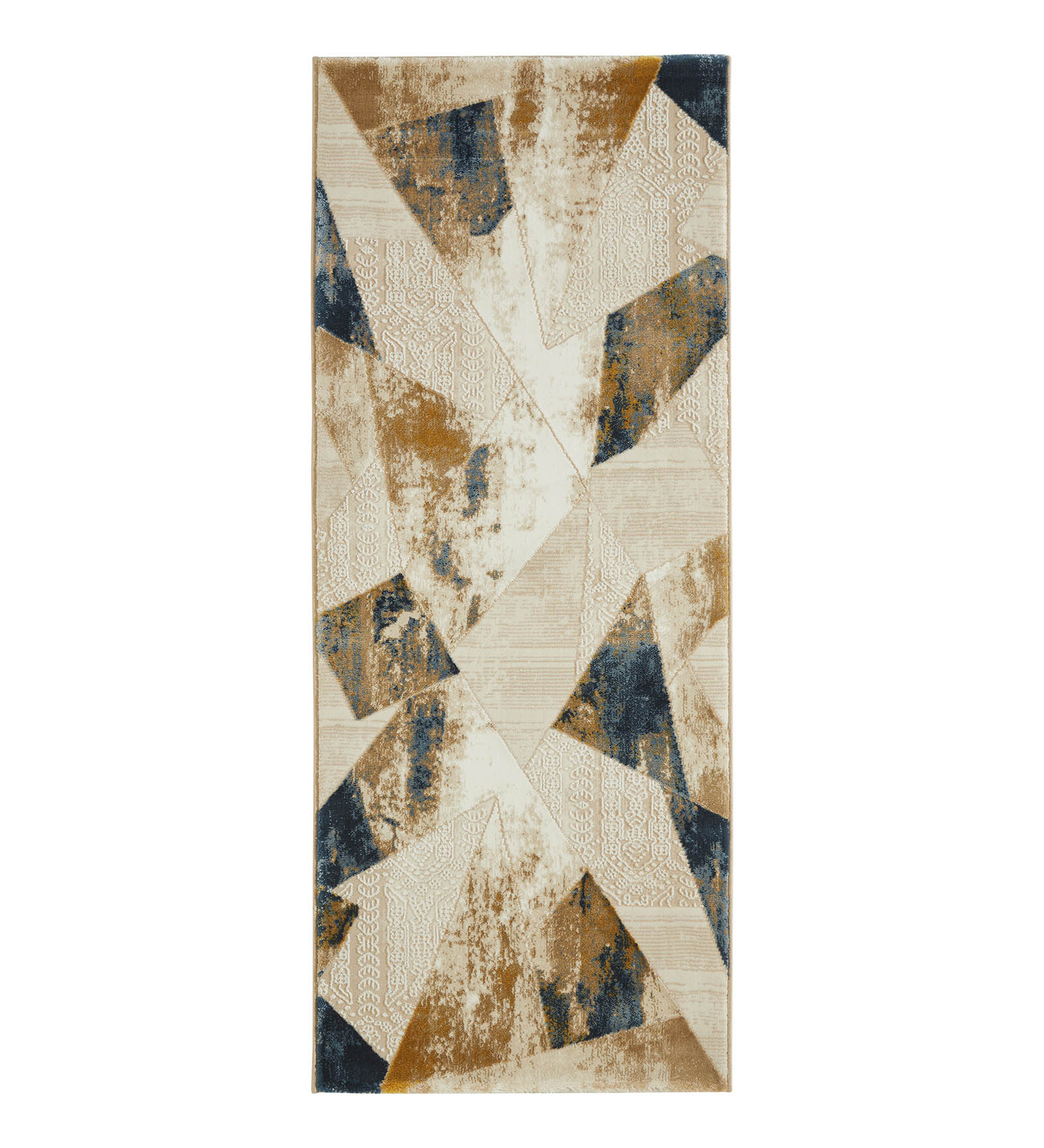 Seher Abstract Bedside Runner Beige Navy