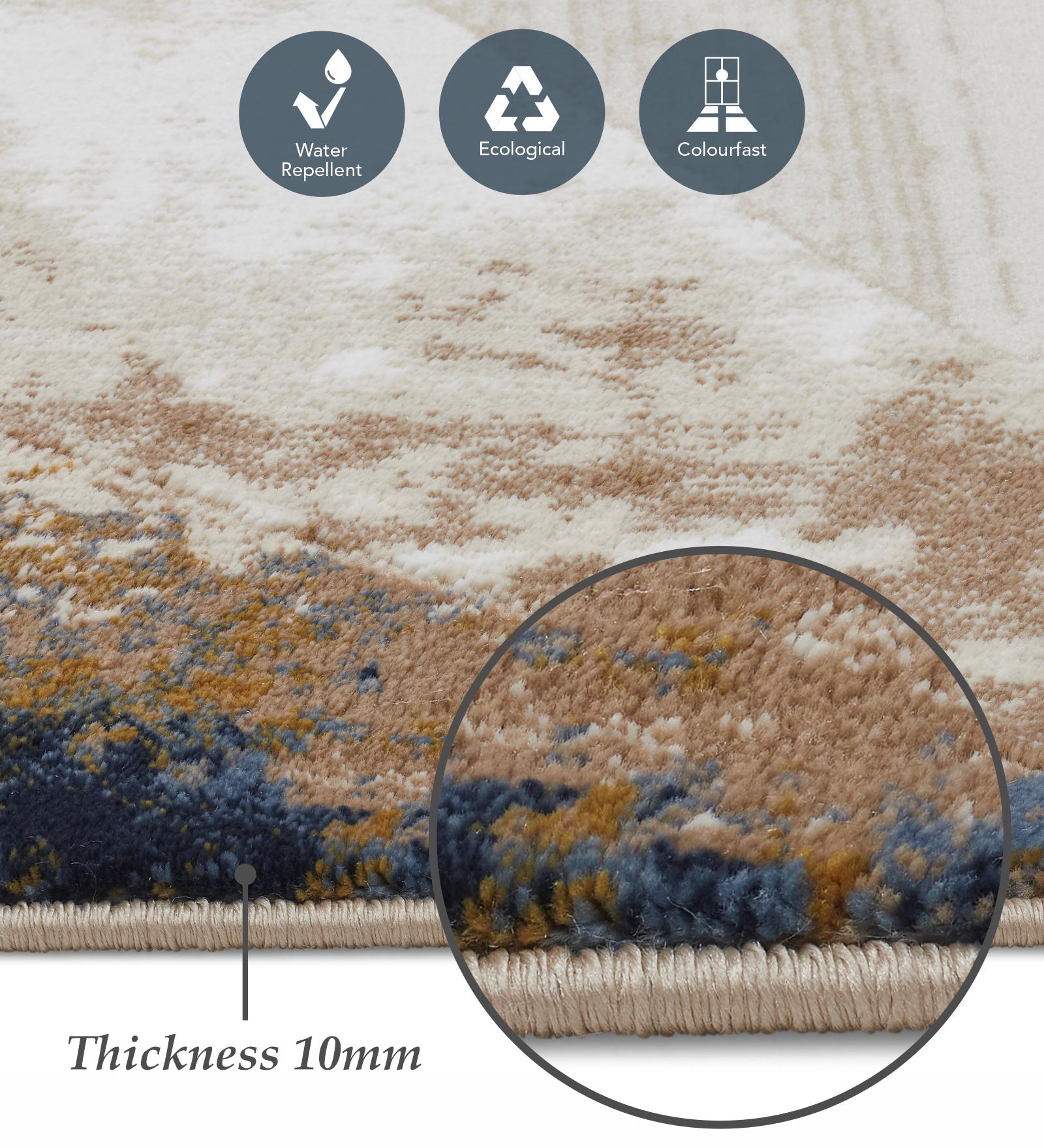 Seher Abstract Bedside Runner Beige Navy