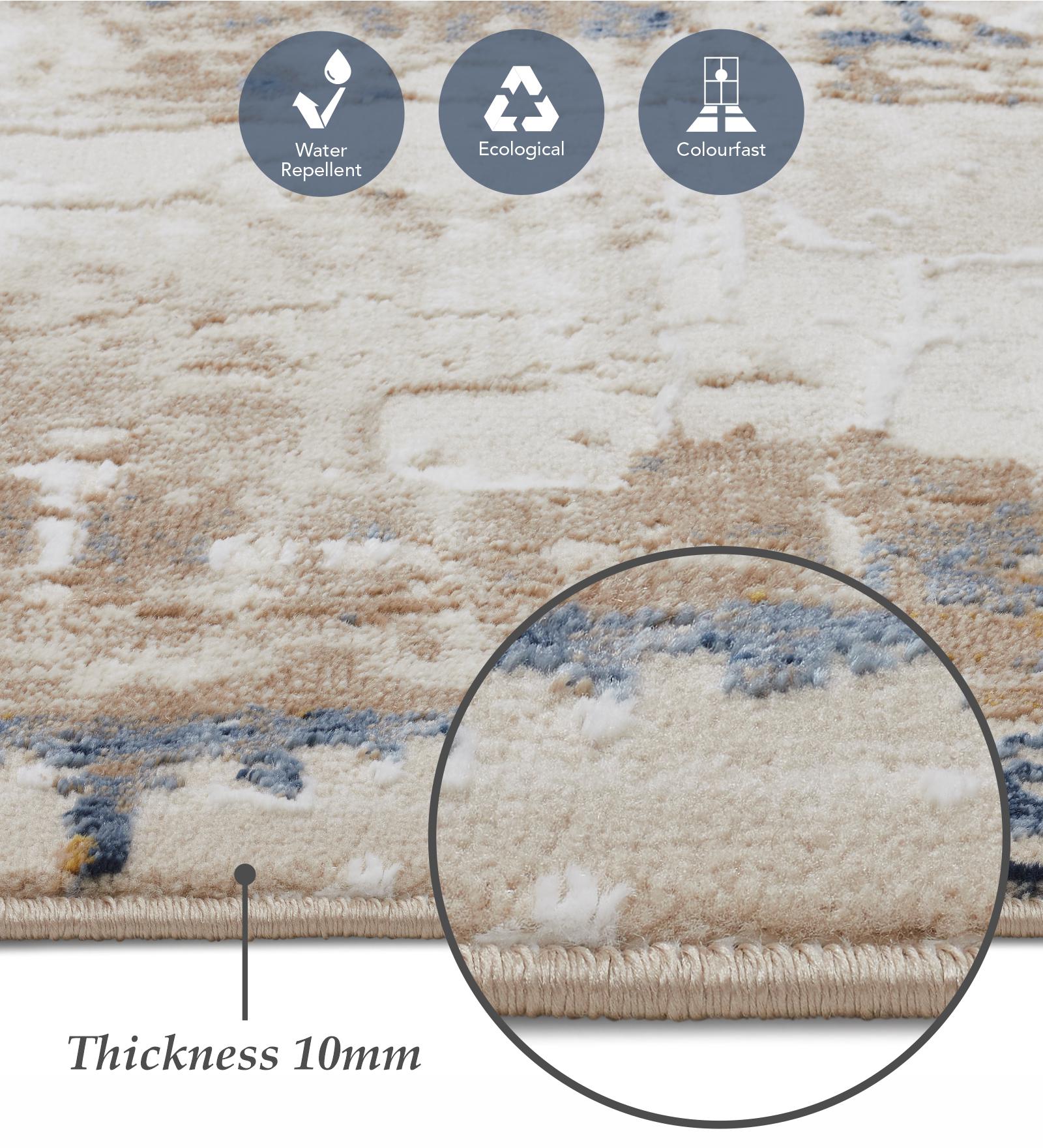 Seher Abstract Bedside Runner Beige Navy