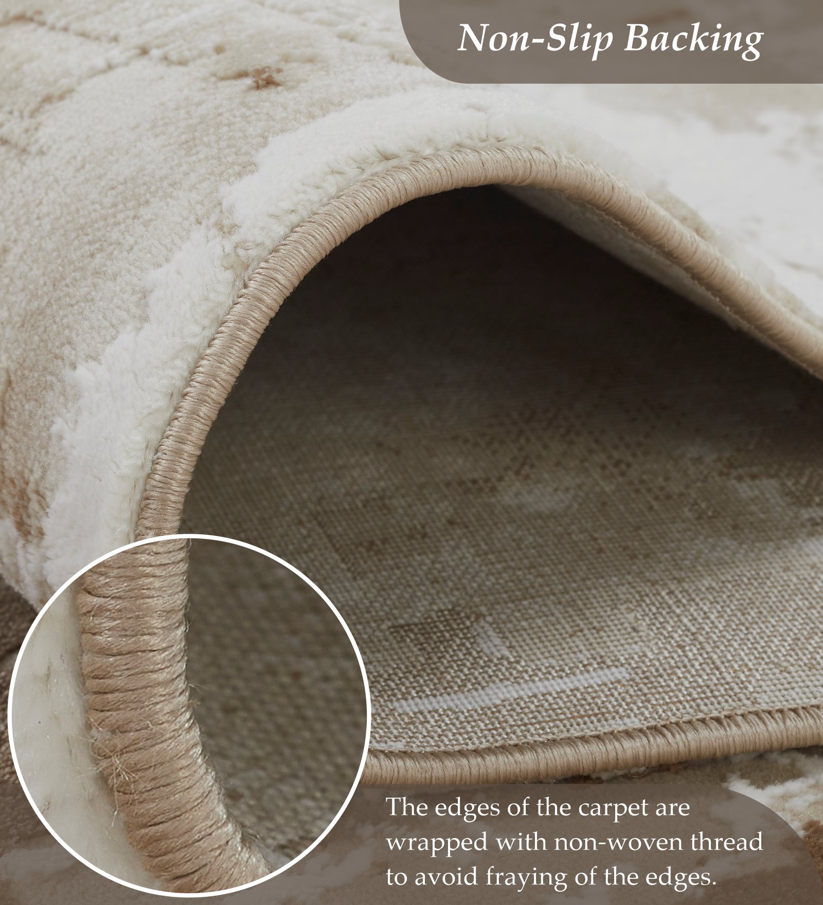 Seher Abstract Bedside Runner Beige