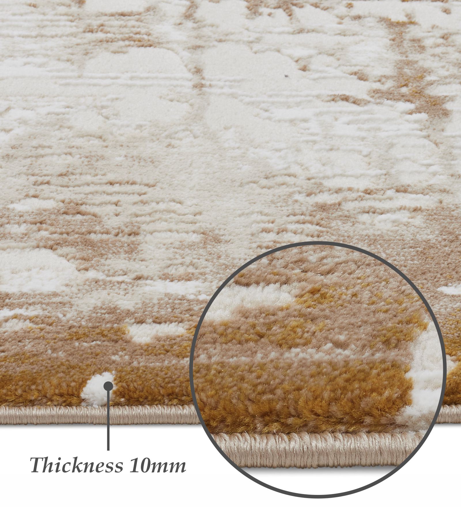 Seher Abstract Machine Made Carpet Beige Gold