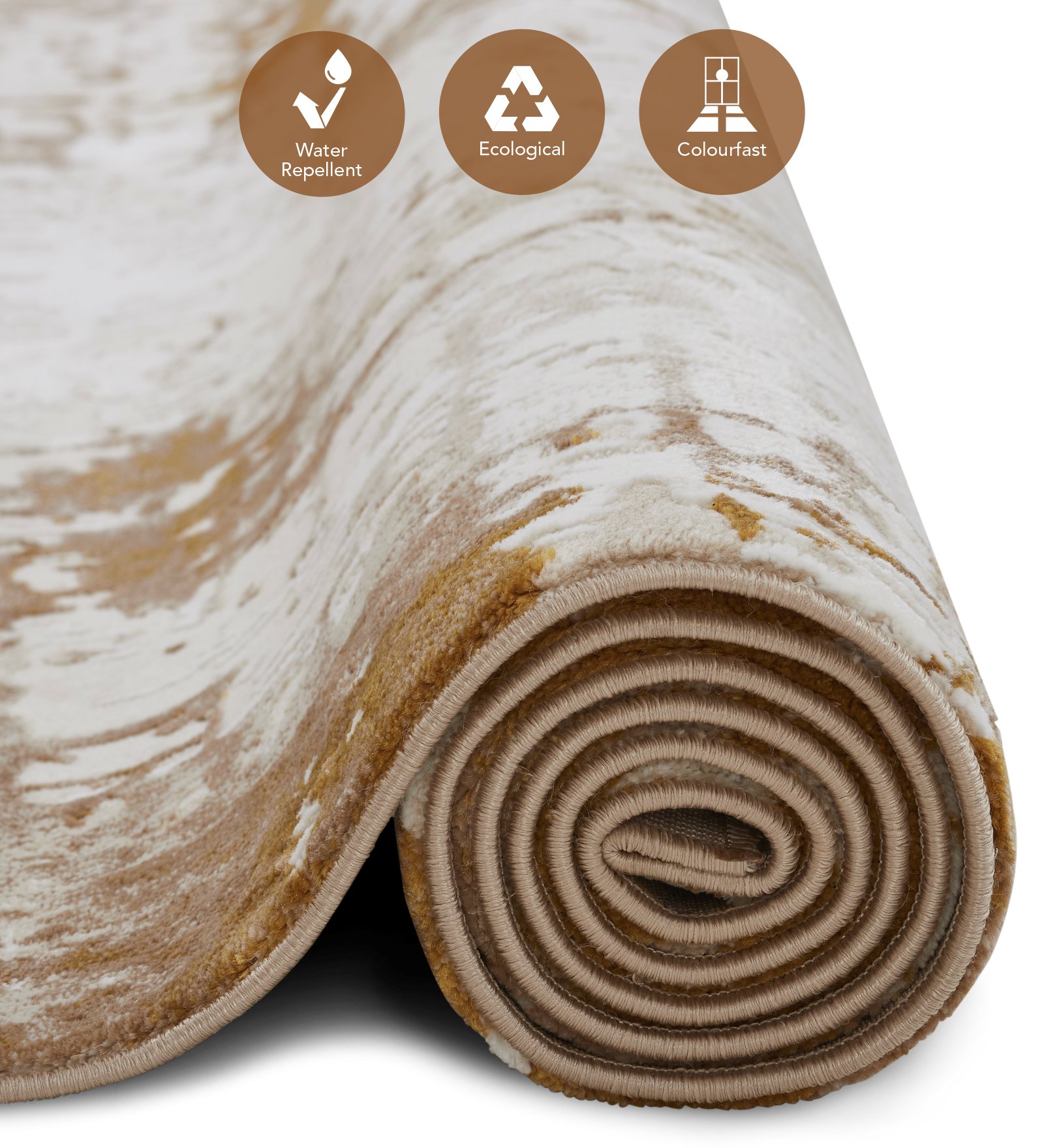 Seher Abstract Machine Made Carpet Beige Gold