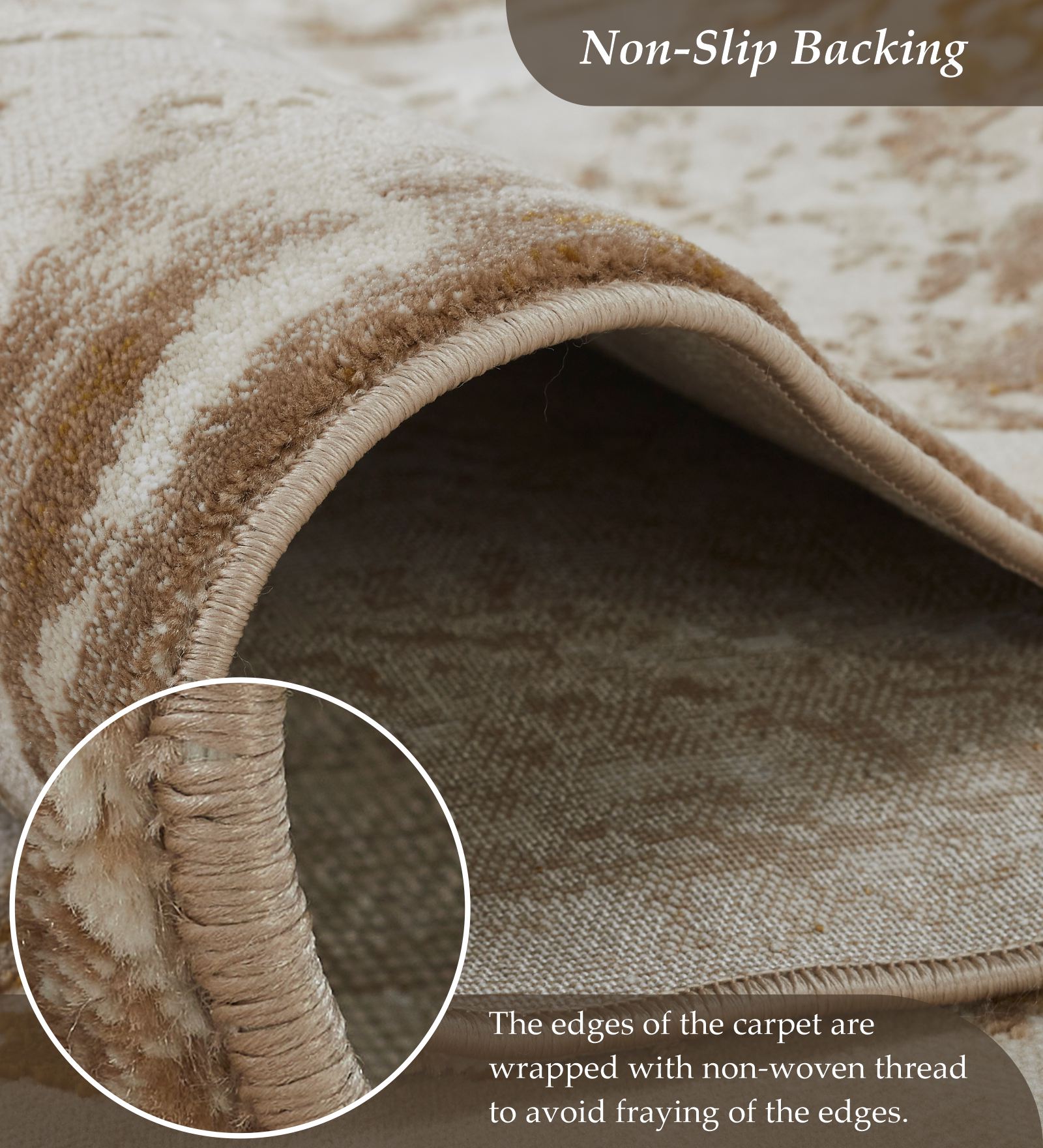 Seher Abstract Machine Made Carpet Beige Gold