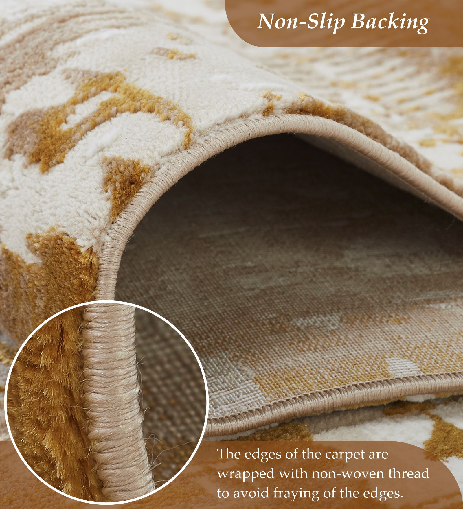 Seher Abstract Machine Made Carpet Beige Gold