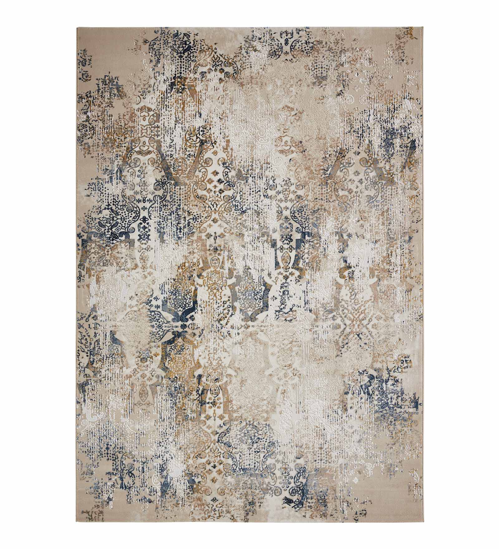 Seher Abstract Machine Made Carpet Beige Navy