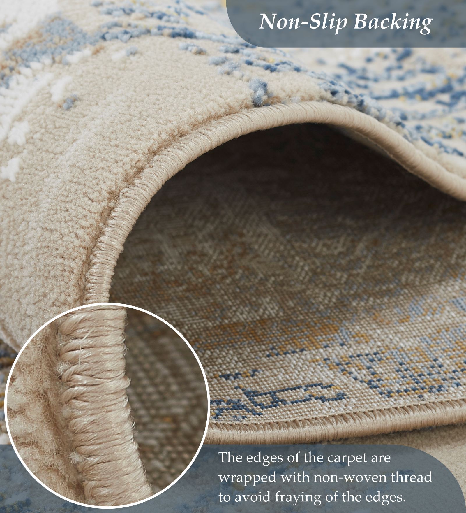 Seher Abstract Machine Made Carpet Beige Navy